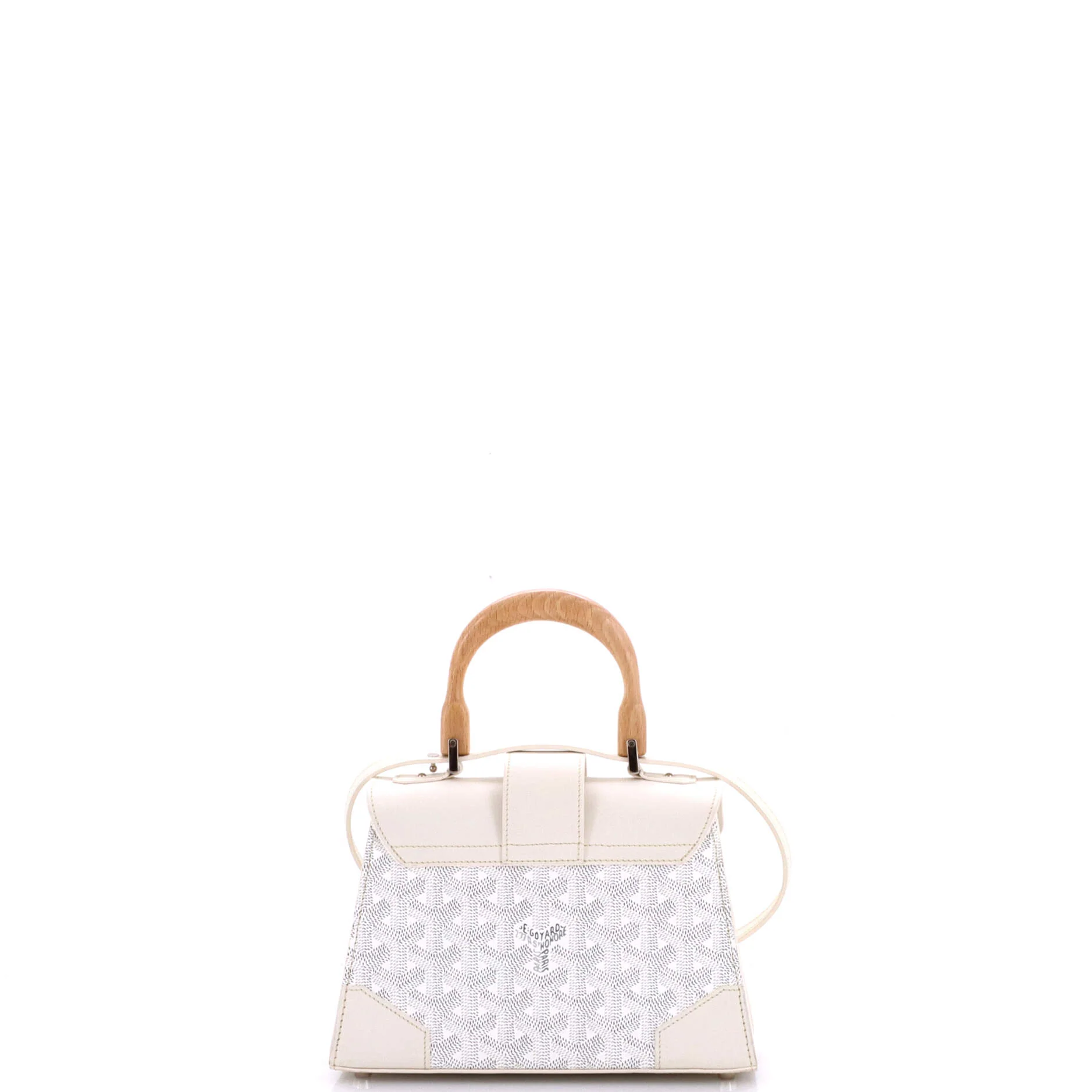 Structured Saigon Top Handle Bag Coated Canvas with Leather Mini - Image 3