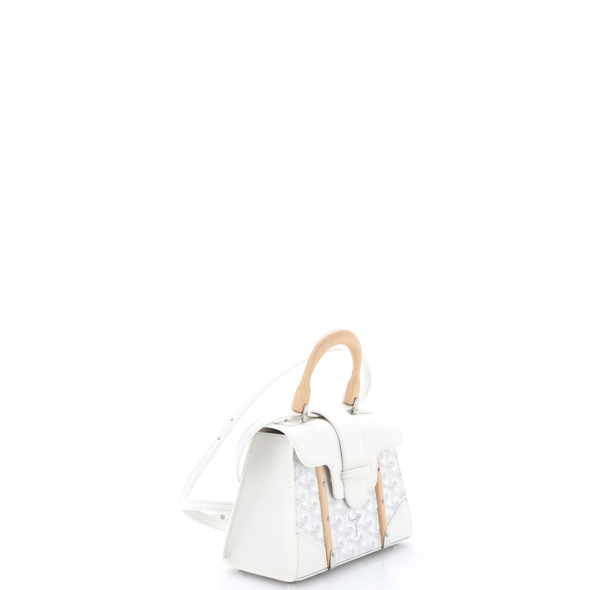 Structured Saigon Top Handle Bag Coated Canvas with Leather Mini - Image 4