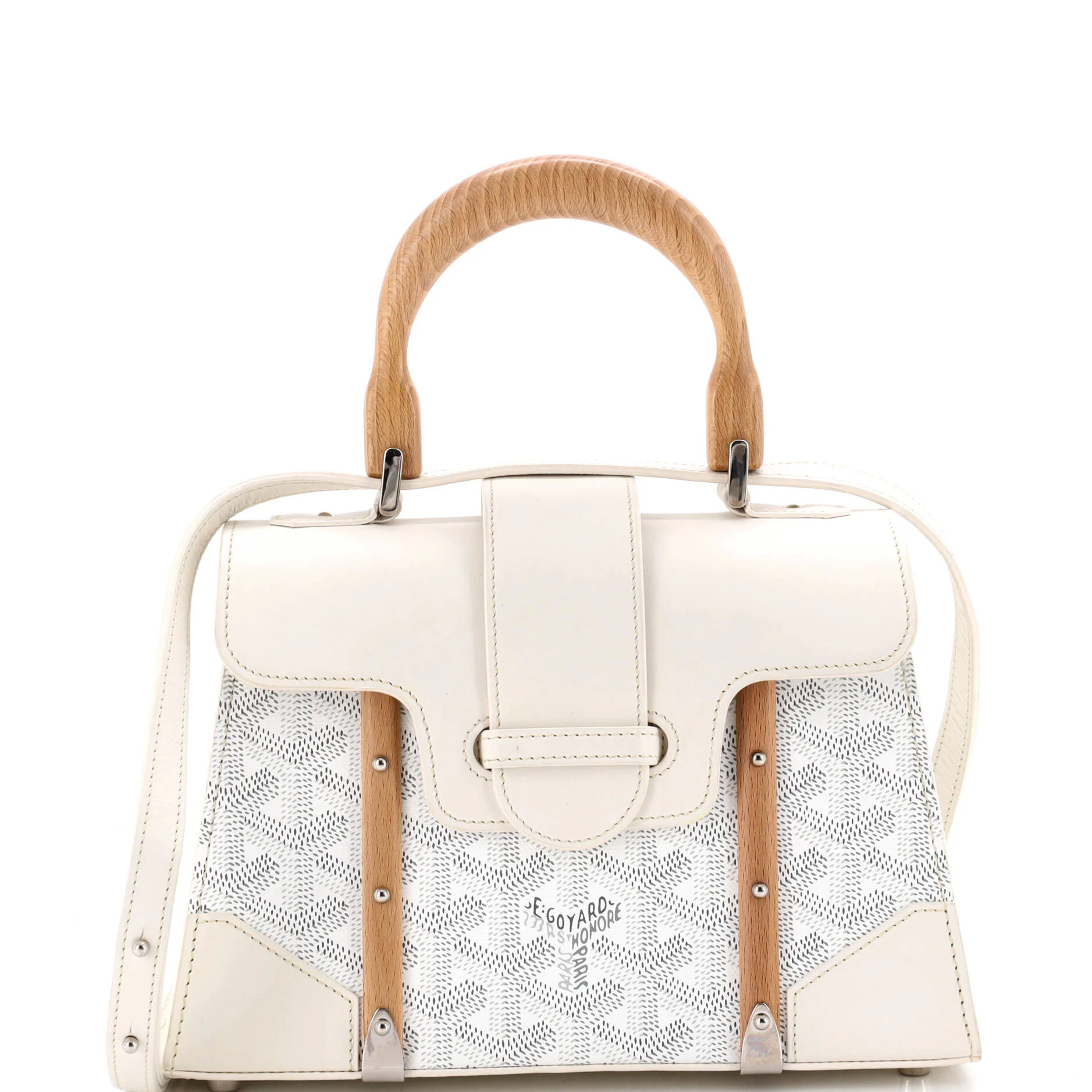 Structured Saigon Top Handle Bag Coated Canvas with Leather Mini