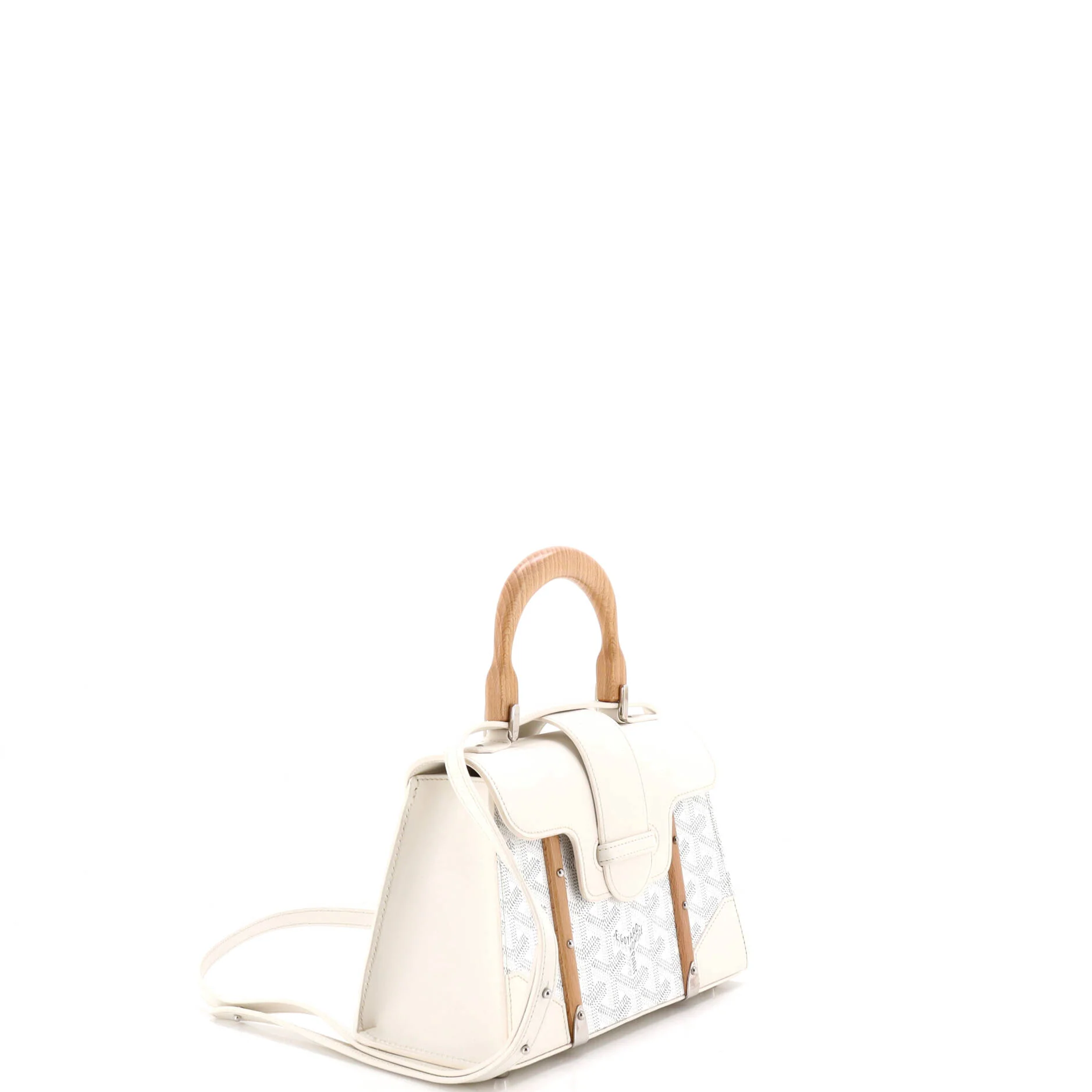 Structured Saigon Top Handle Bag Coated Canvas with Leather Mini - Image 2