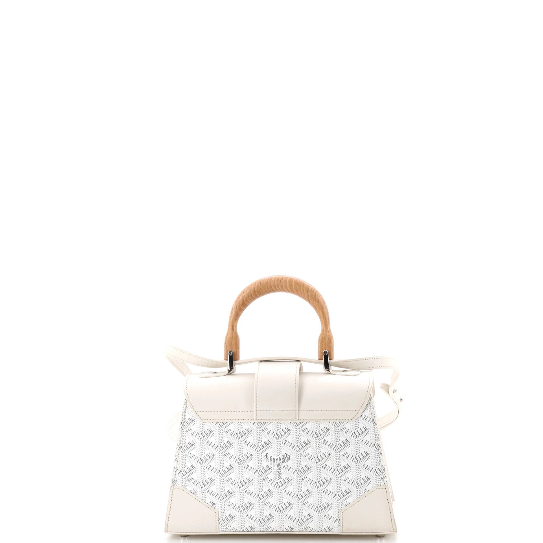 Structured Saigon Top Handle Bag Coated Canvas with Leather Mini - Image 3
