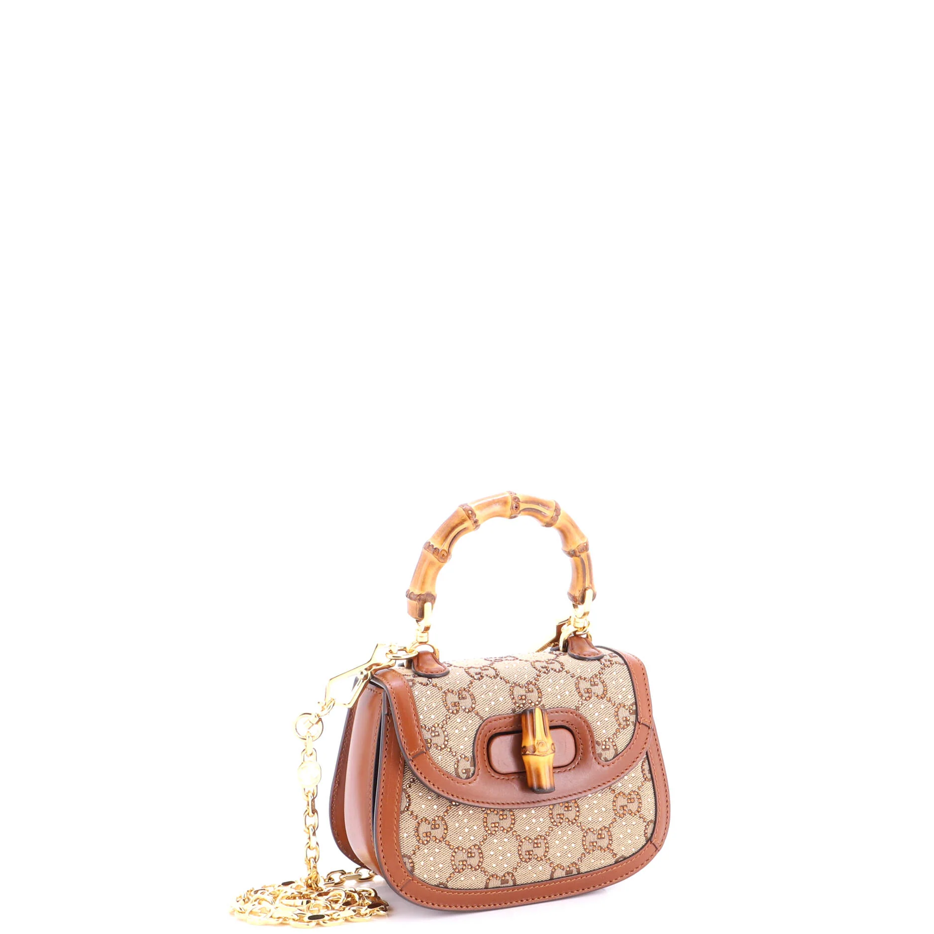 Bamboo 1947 Top Handle Bag Crystal Embellished GG Canvas Mini - Image 2