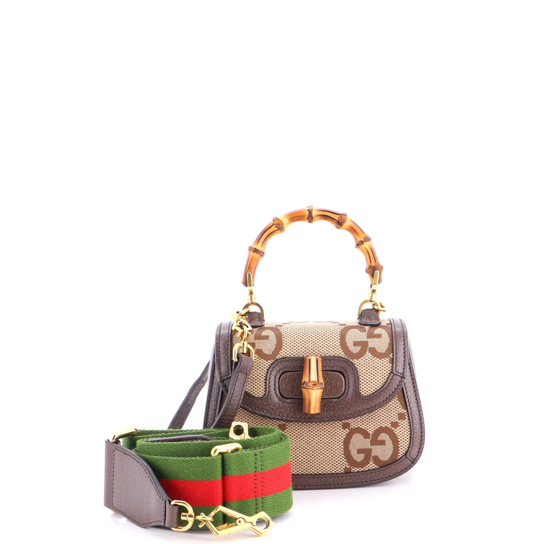 Bamboo 1947 Top Handle Bag Jumbo GG Canvas Mini - Image 2