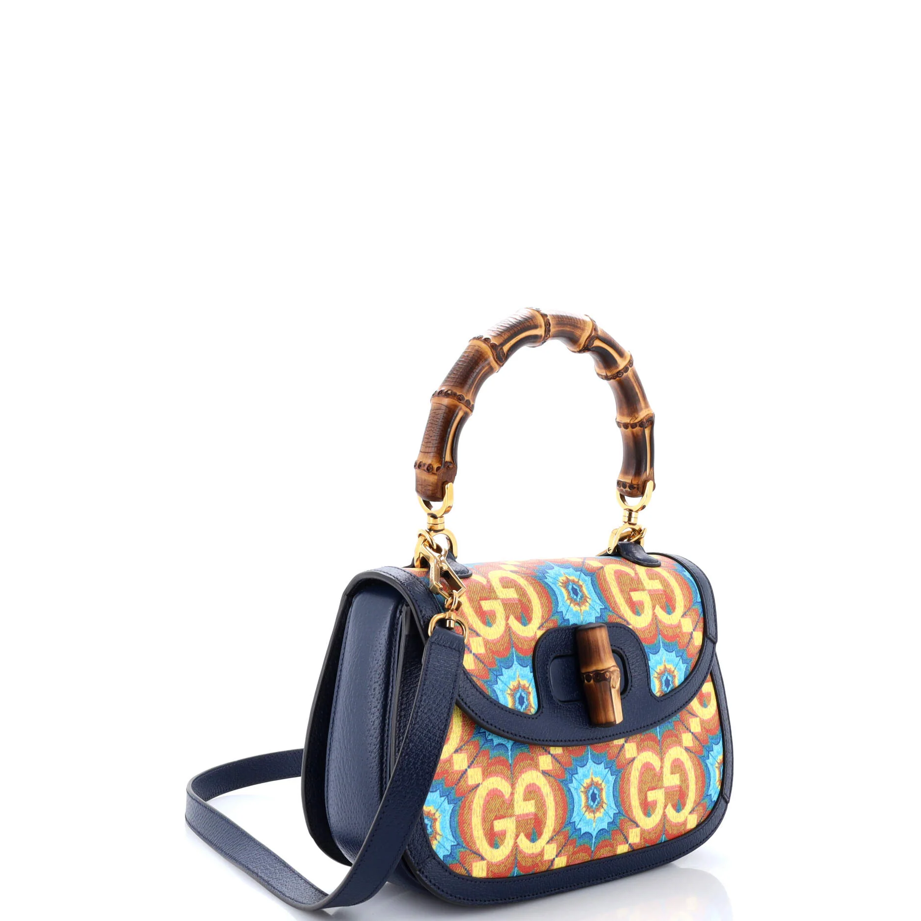 Bamboo 1947 Top Handle Bag Kaleidoscope Print GG Coated Canvas Medium - Image 2