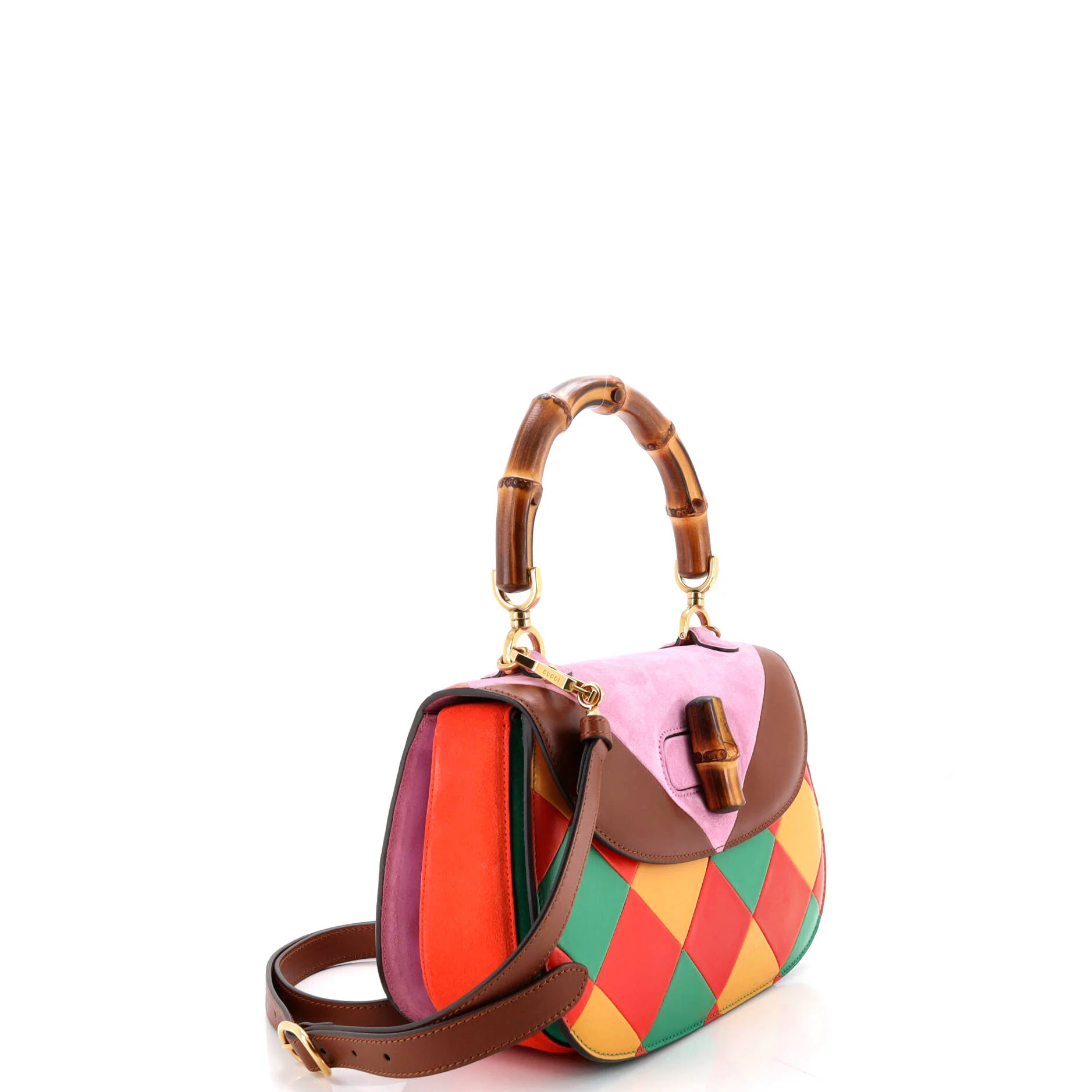 Bamboo 1947 Top Handle Bag Limited Edition Geometric Leather and Suede Medium - Image 2