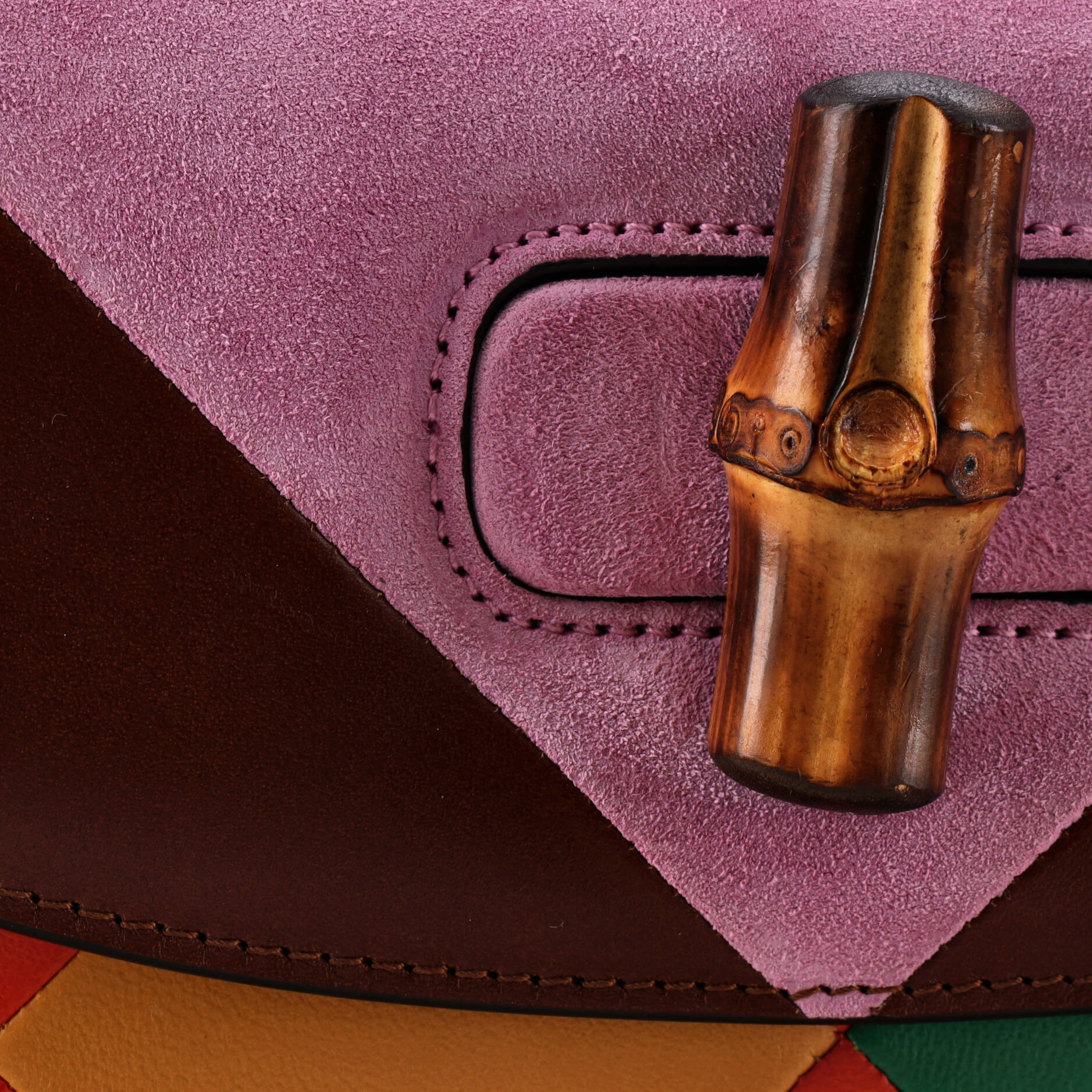 Bamboo 1947 Top Handle Bag Limited Edition Geometric Leather and Suede Medium - Image 6