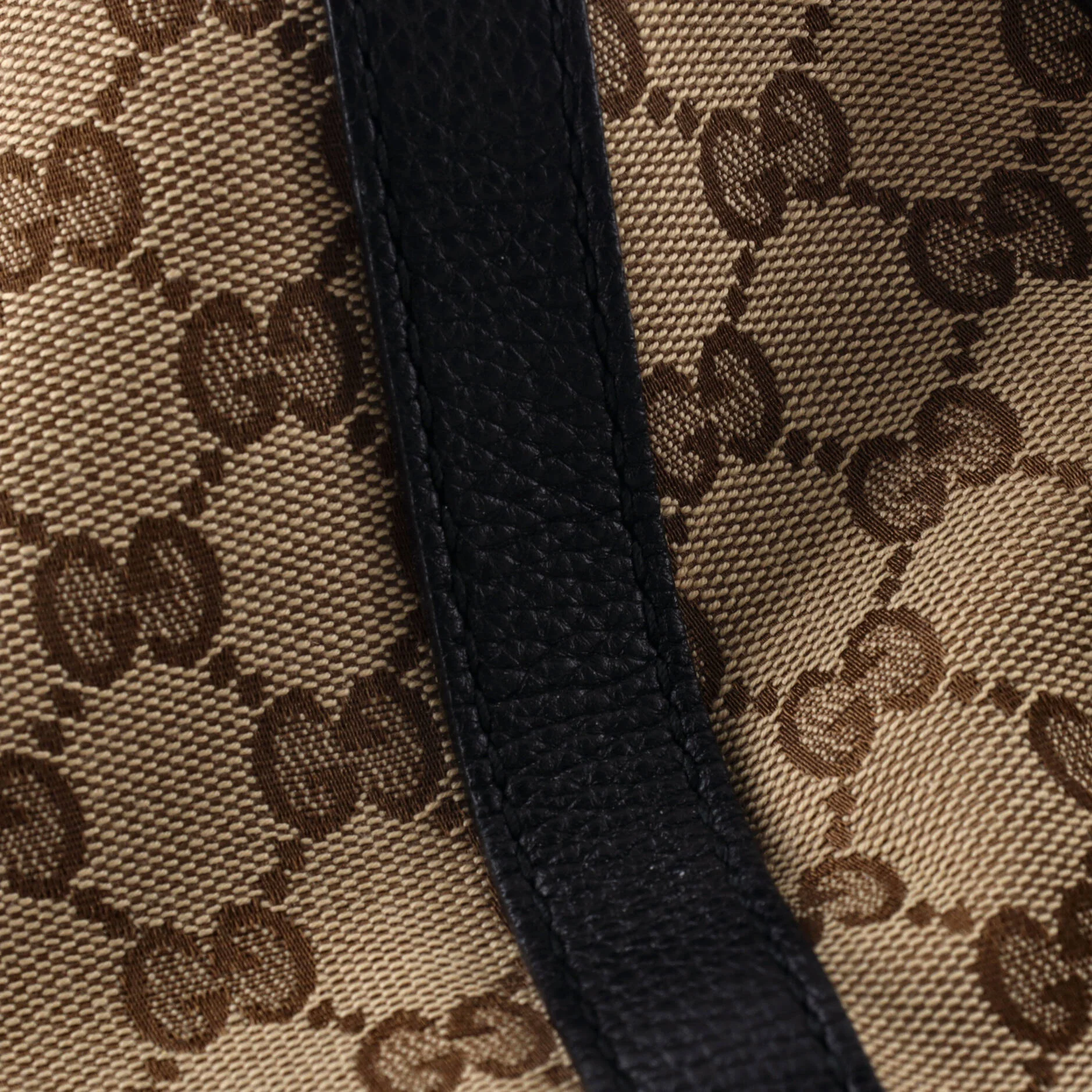 Belted Handle Boston Bag GG Canvas with Leather Large - Image 6