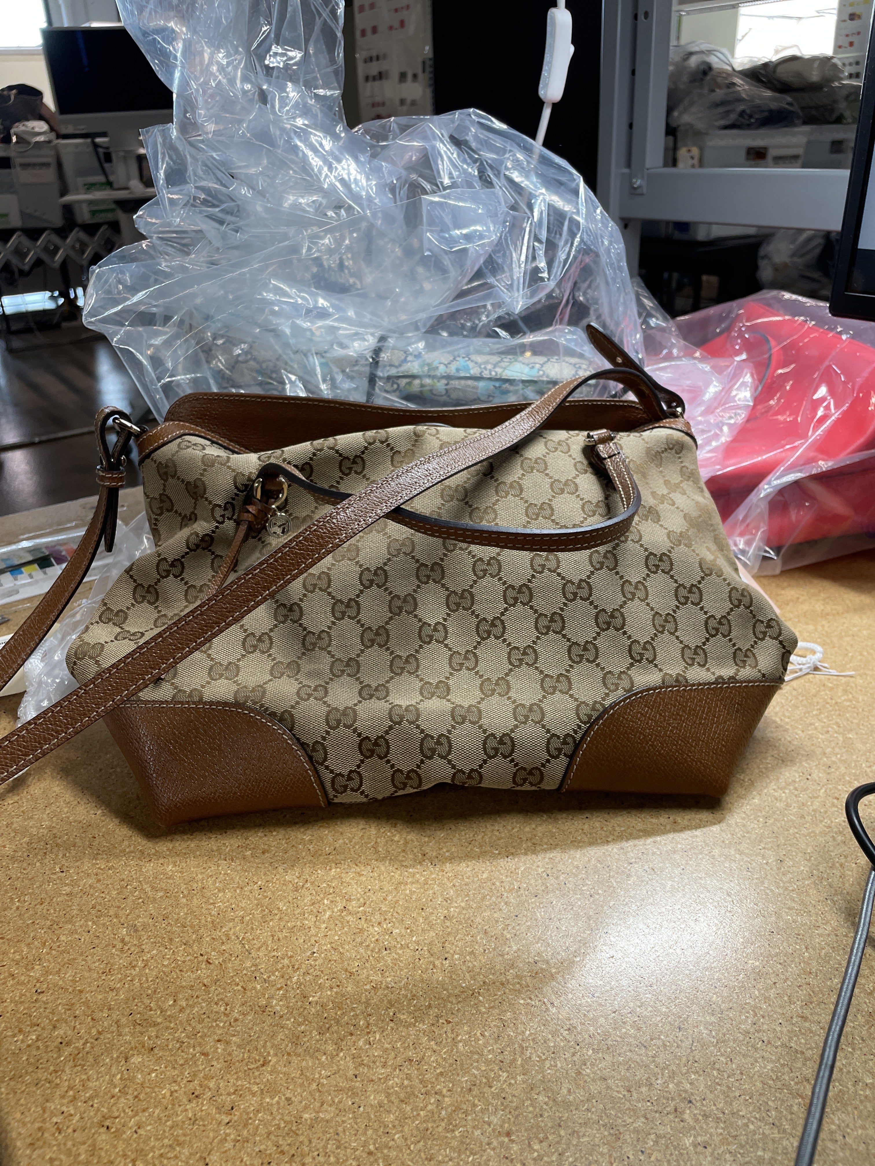 Bree Convertible Top Handle Bag GG Canvas with Leather Medium - Image 7