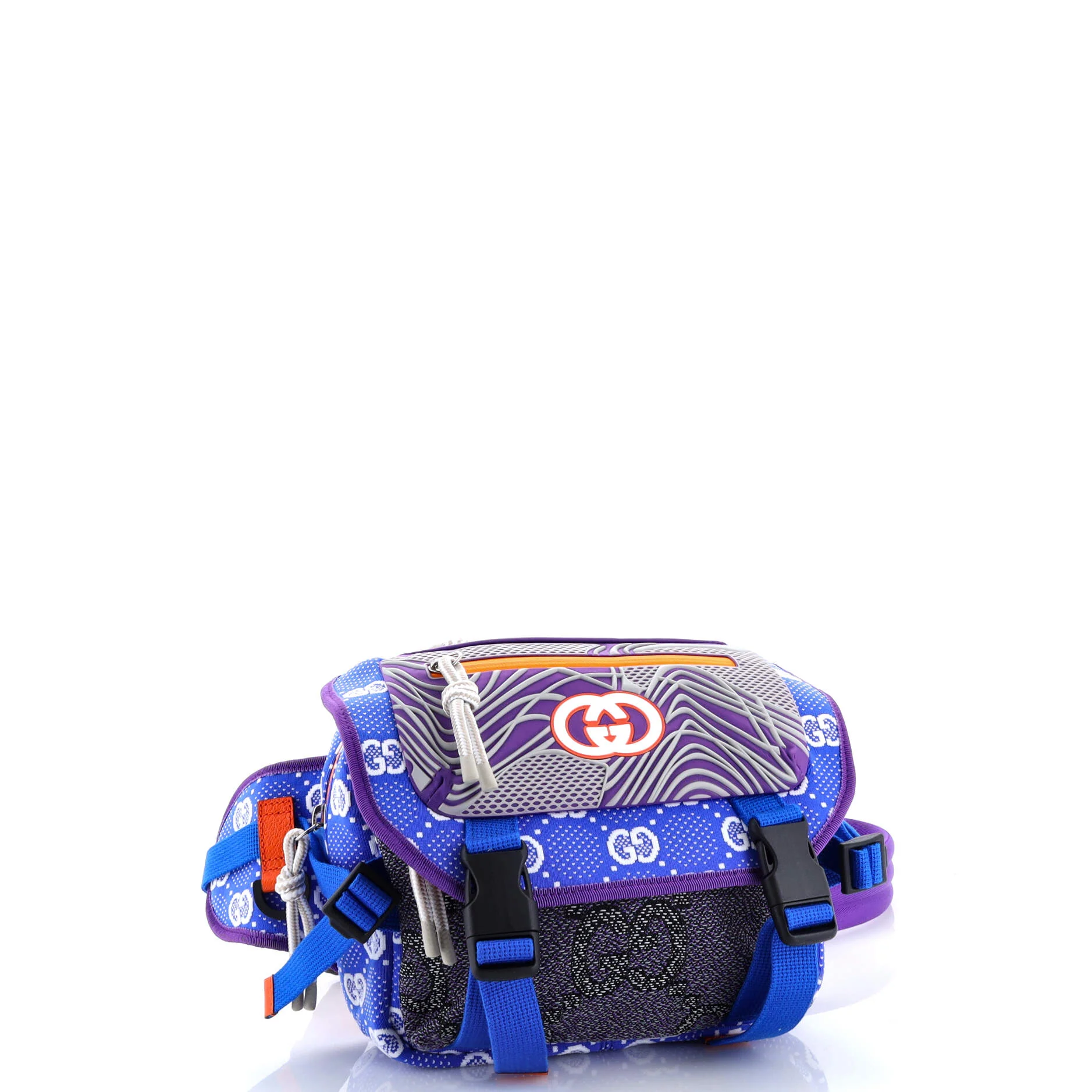 Buckle Flap Chest Strap Backpack GG Fabric with Rubber - Image 2