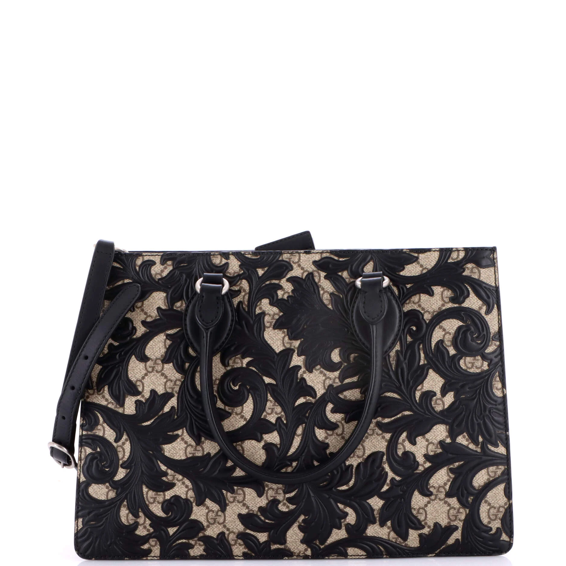 Convertible Gusset Tote Arabesque GG Coated Canvas with Leather Medium