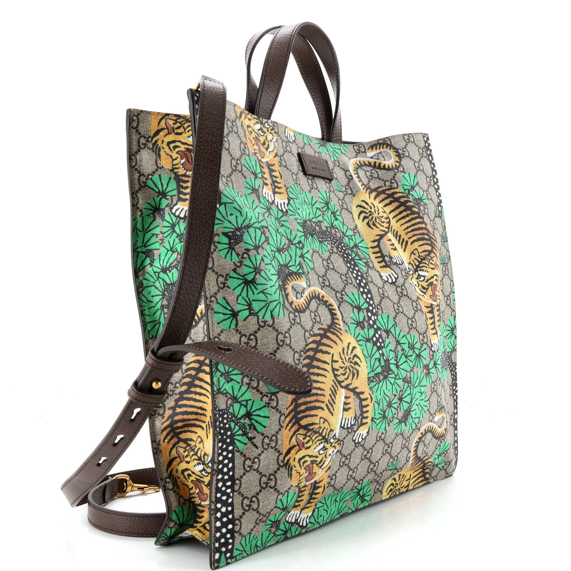 Convertible Soft Open Tote Bengal Print GG Coated Canvas Tall - Image 2