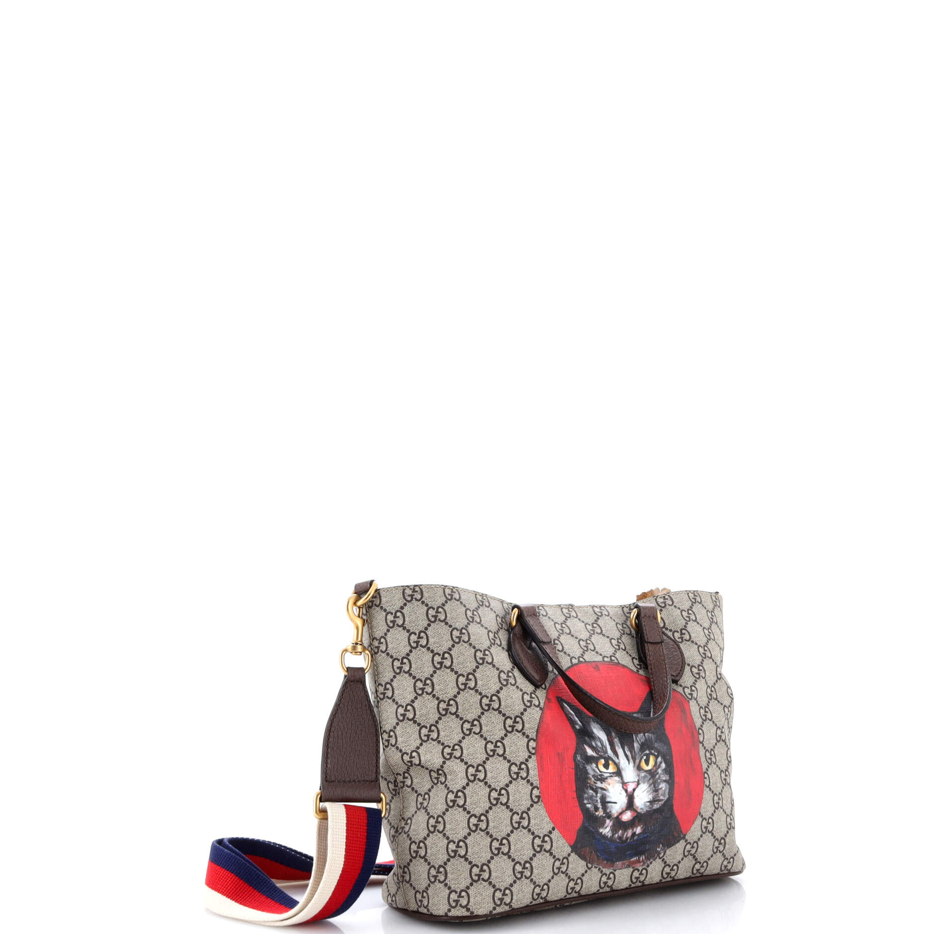 Convertible Soft Tote Mystic Cat Print GG Coated Canvas Small - Image 2