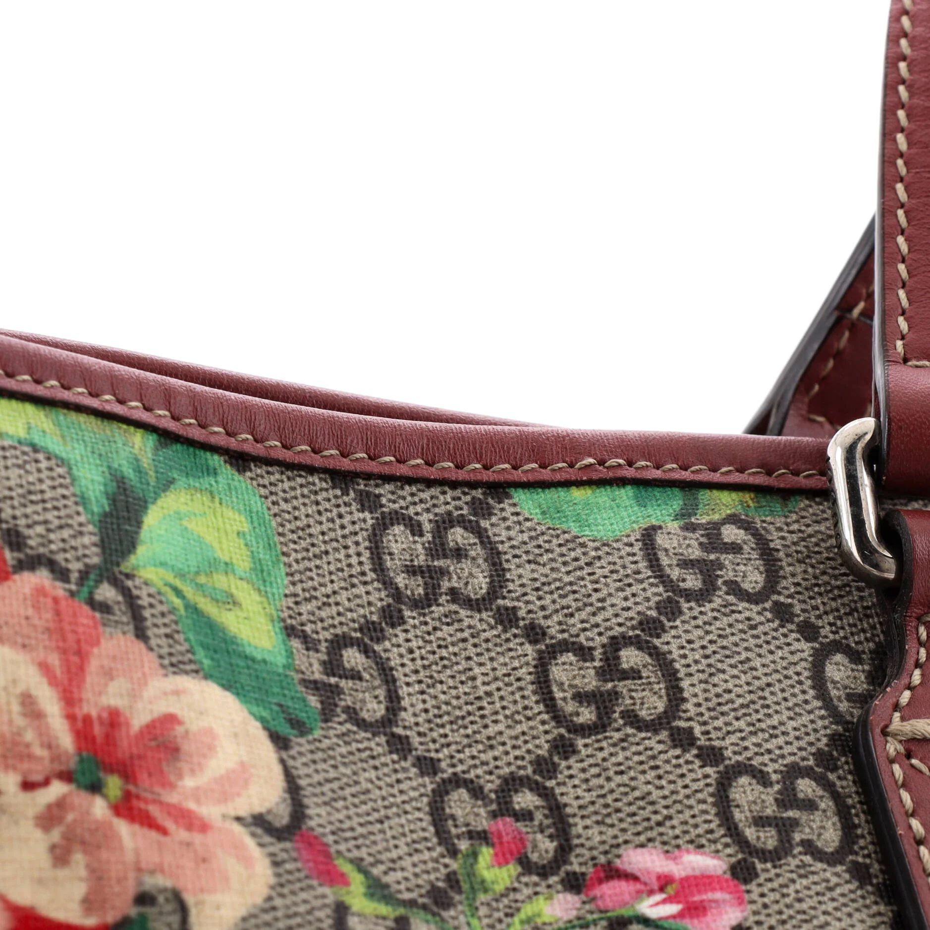 Convertible Zip Tote Blooms Print GG Coated Canvas Large - Image 6