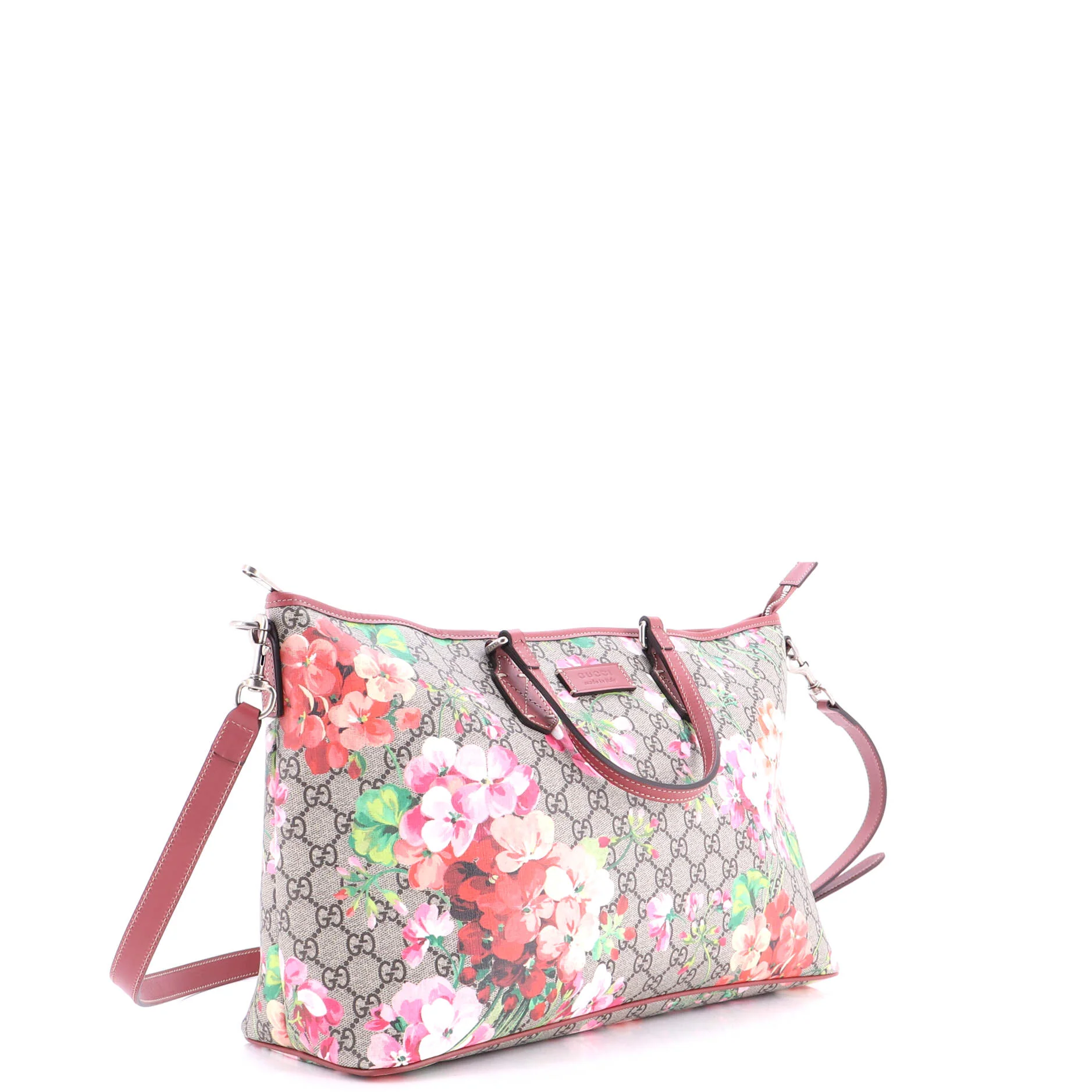 Convertible Zip Tote Blooms Print GG Coated Canvas Large - Image 2