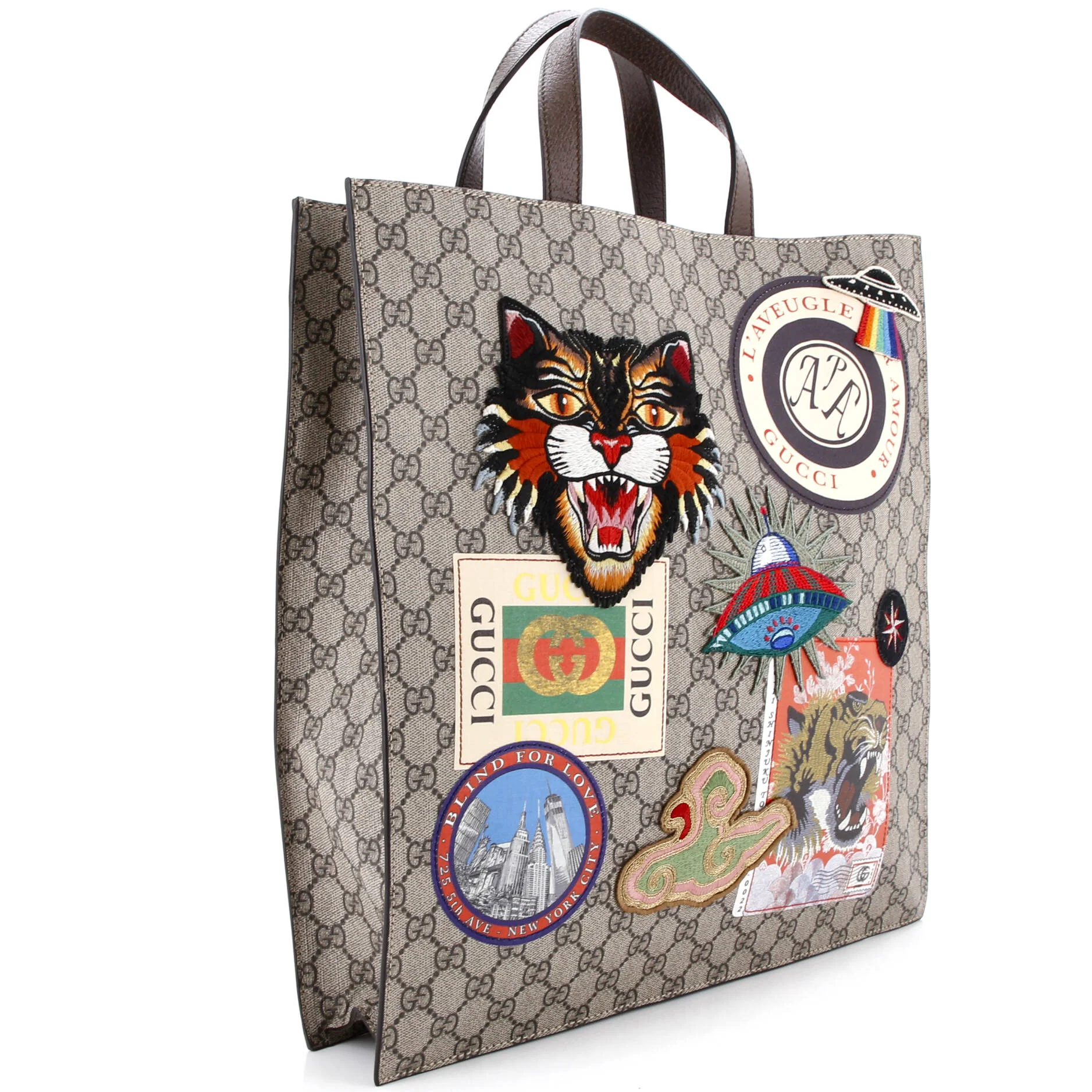Courrier Convertible Soft Open Tote GG Coated Canvas with Applique North South - Image 2