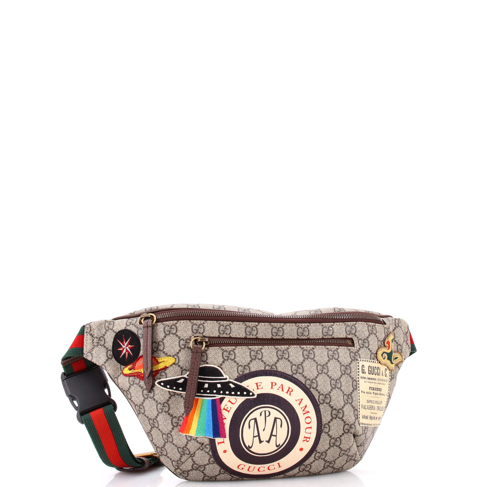 Courrier Zip Belt Bag GG Coated Canvas with Applique - Image 2