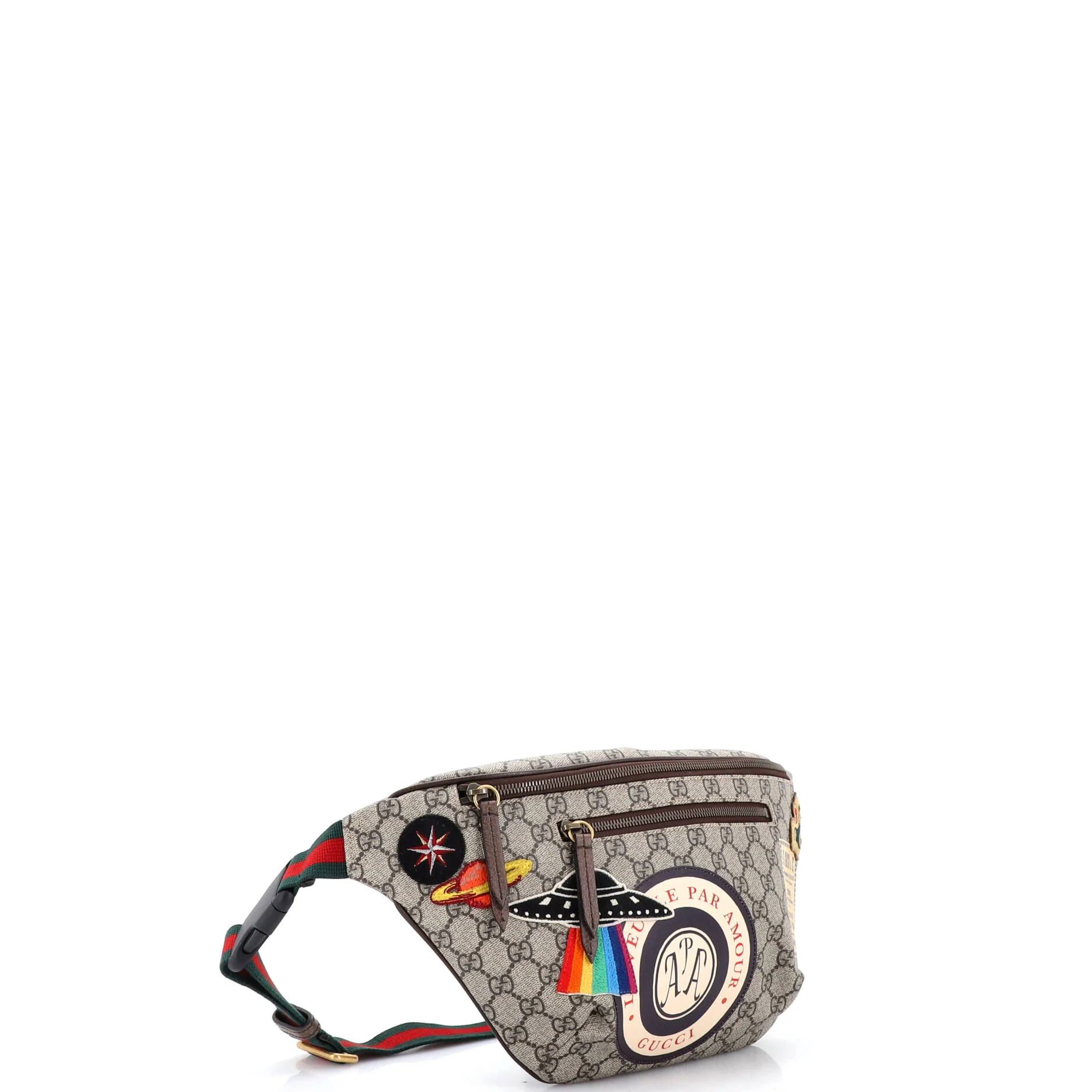 Courrier Zip Belt Bag GG Coated Canvas with Applique - Image 2