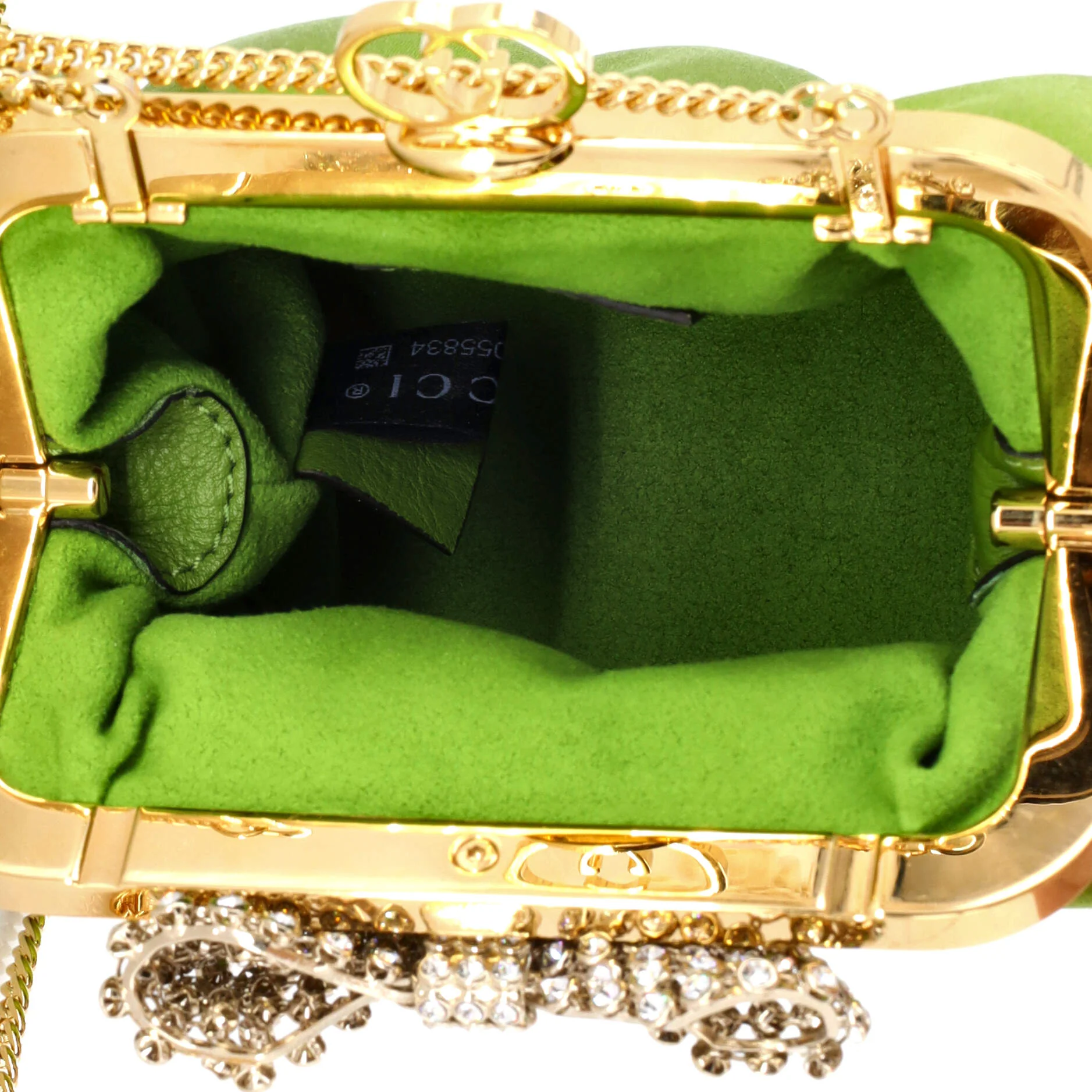 Crystal Bow Chain Clutch Satin - Image 5
