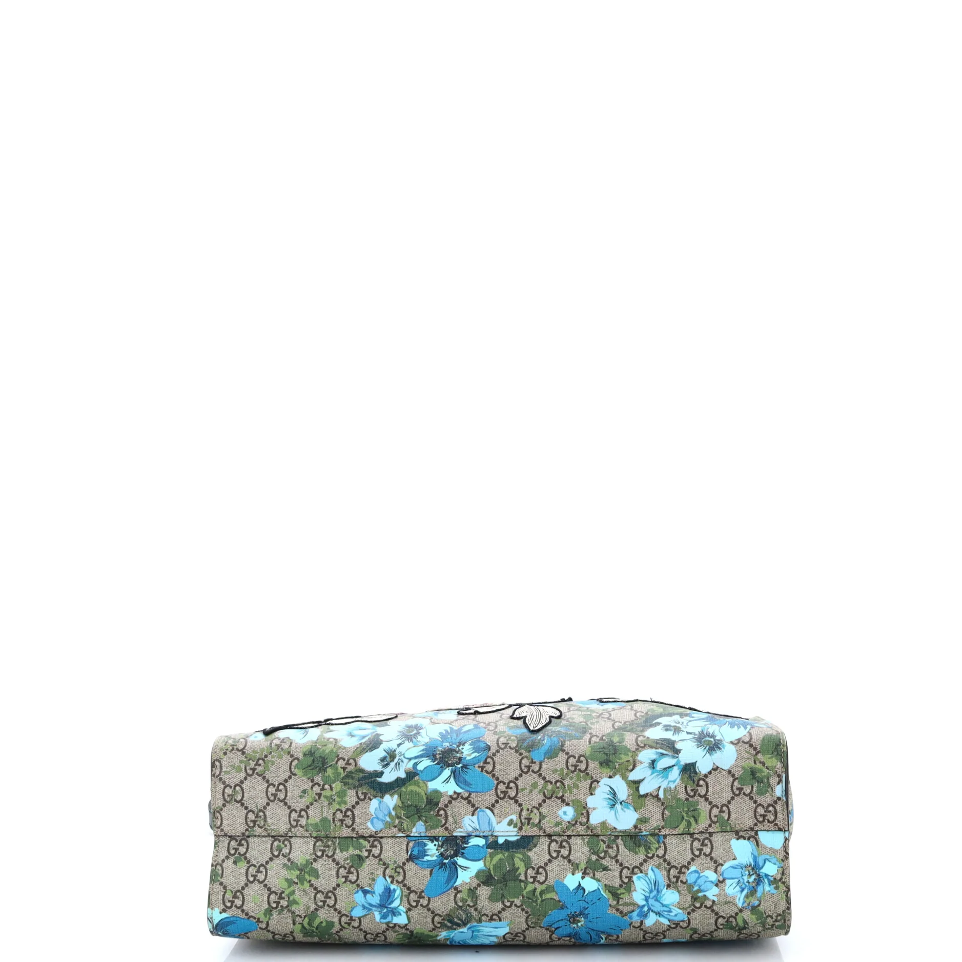 Cut Out Handle Convertible Tote Embroidered Blooms Print GG Coated Canvas and Leather - Image 4