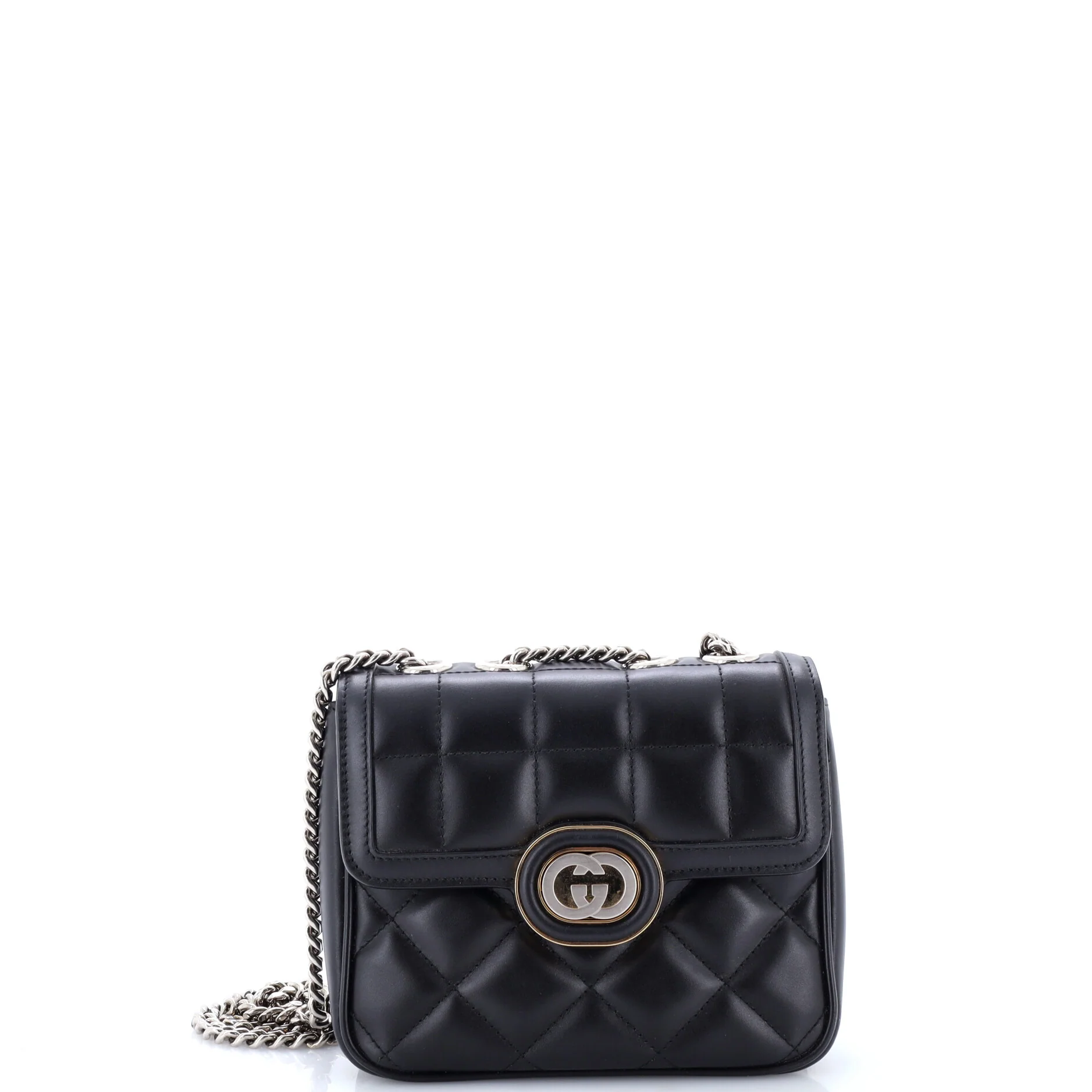 Deco Chain Flap Bag Mixed Matelasse Leather Mini