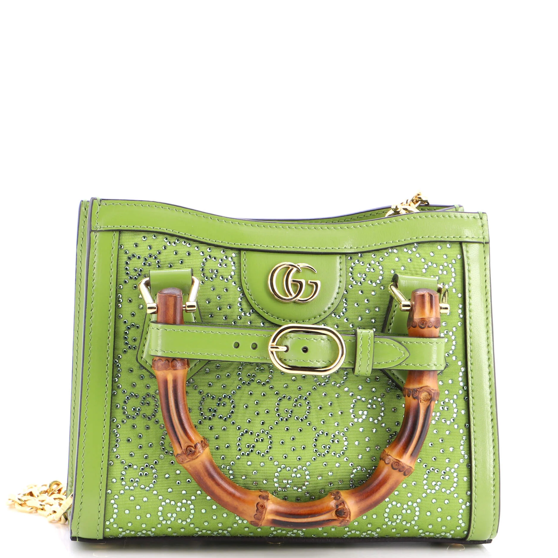 Diana NM Bamboo Handle Tote Crystal Embellished GG Canvas Mini