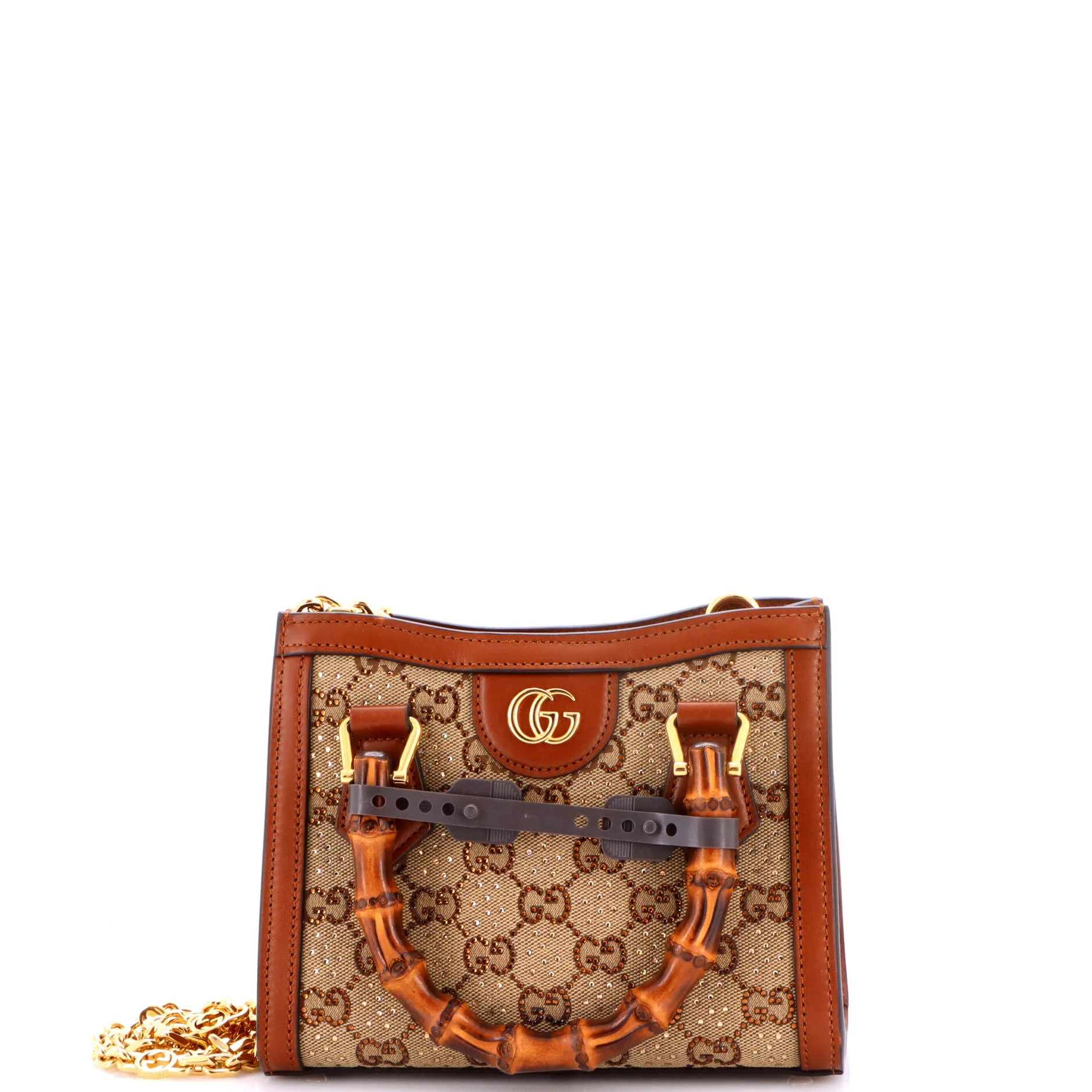 Diana NM Bamboo Handle Tote Crystal Embellished GG Canvas Mini