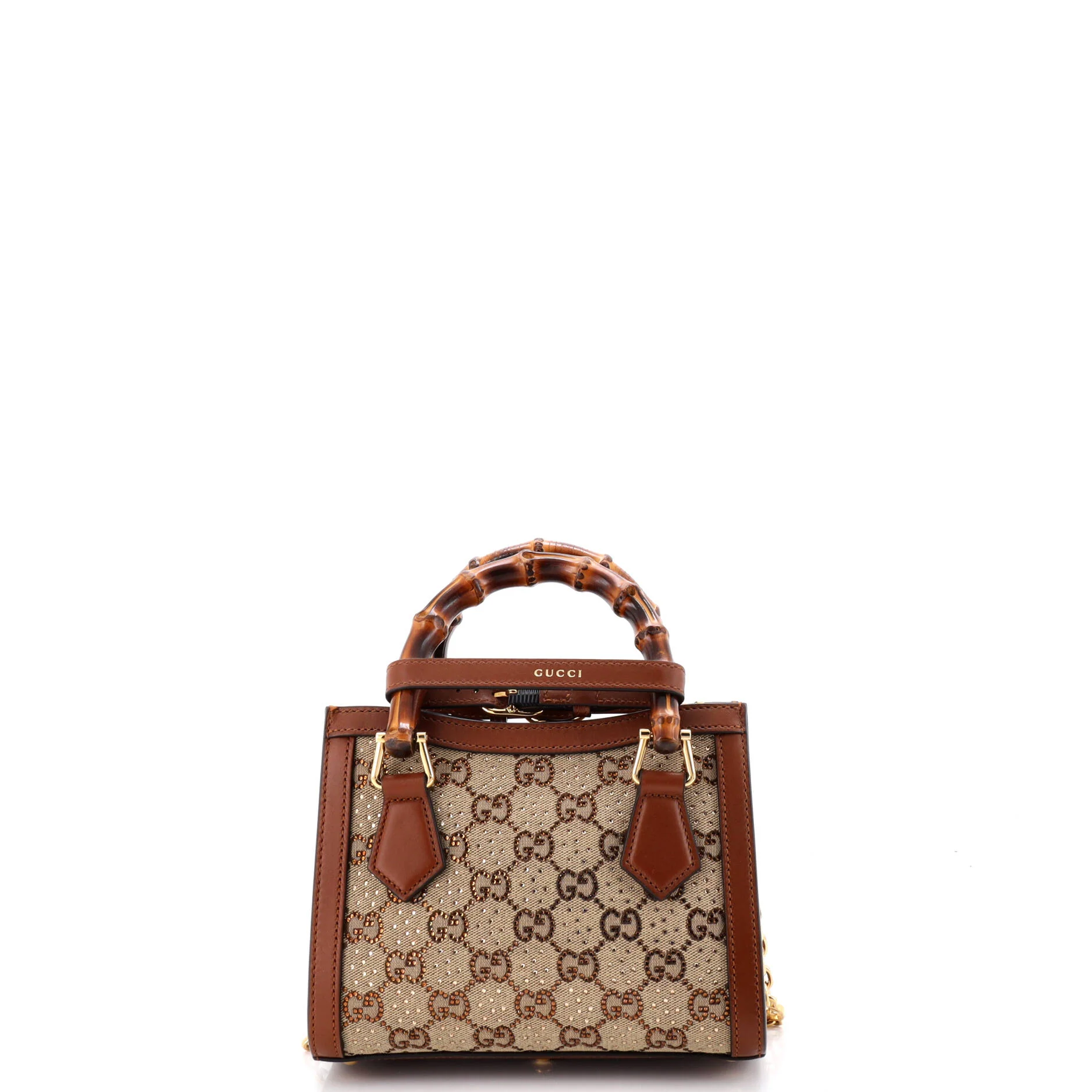 Diana NM Bamboo Handle Tote Crystal Embellished GG Canvas Mini - Image 3