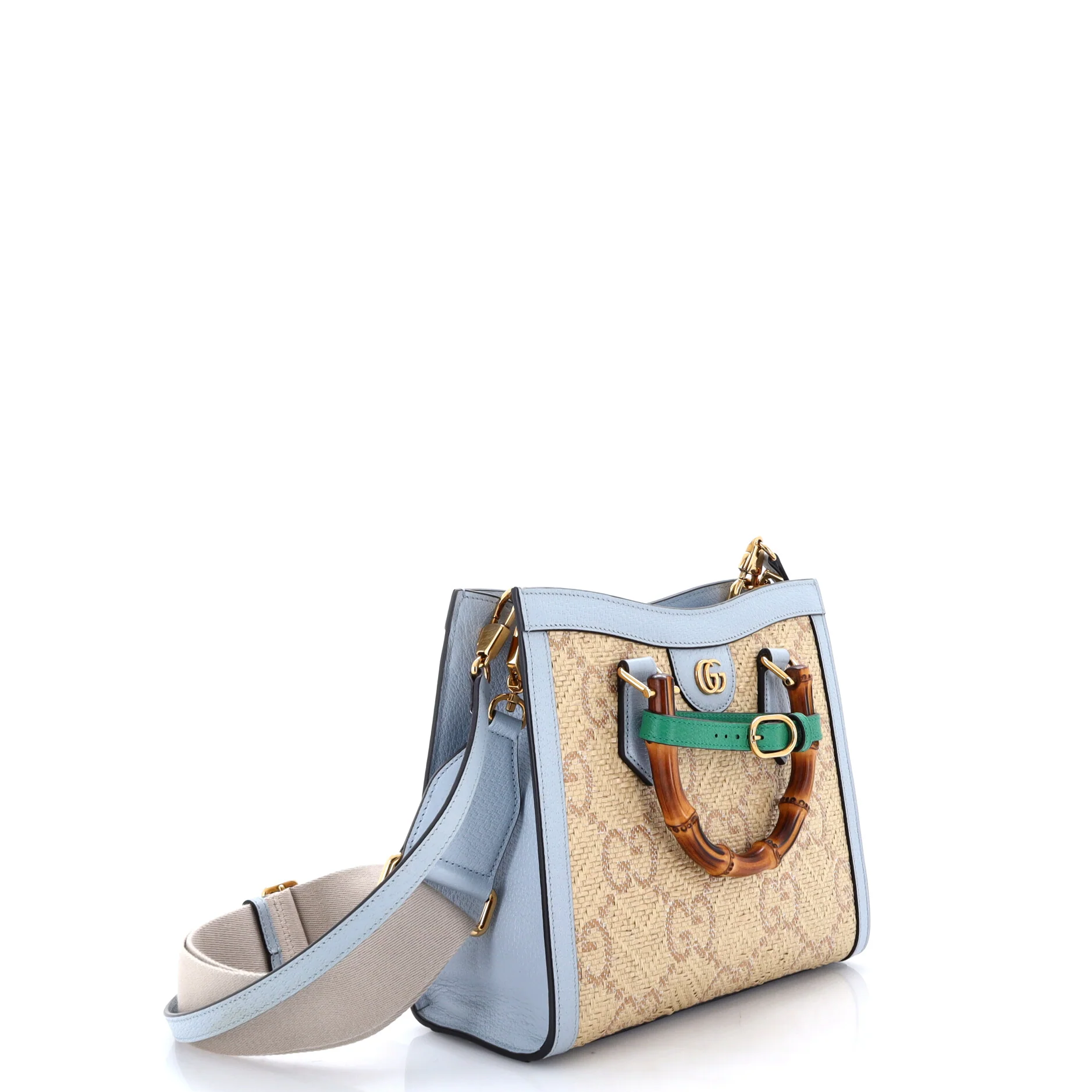 Diana NM Bamboo Handle Tote GG Raffia Small - Image 2