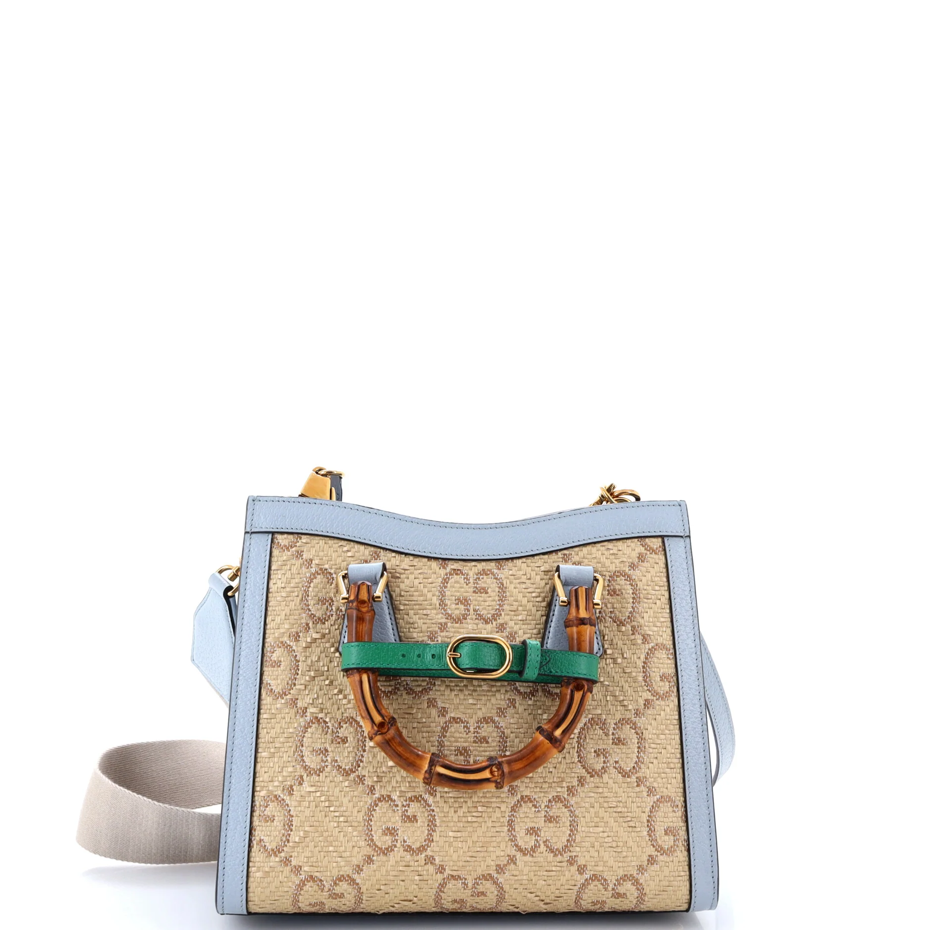 Diana NM Bamboo Handle Tote GG Raffia Small - Image 3