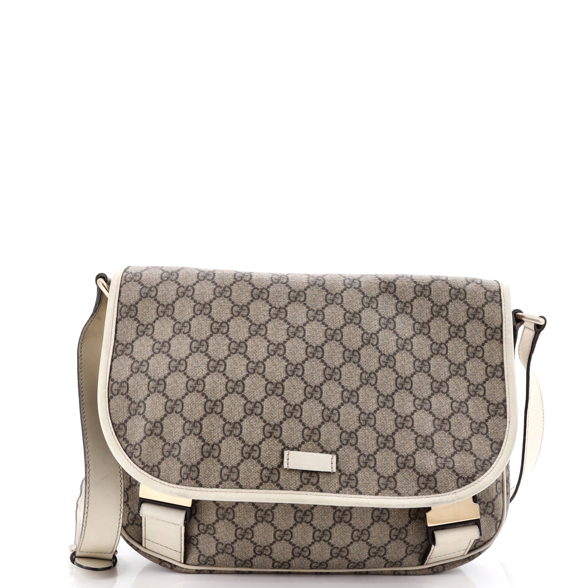 Double Buckle Messenger Bag GG Coated Canvas Medium
