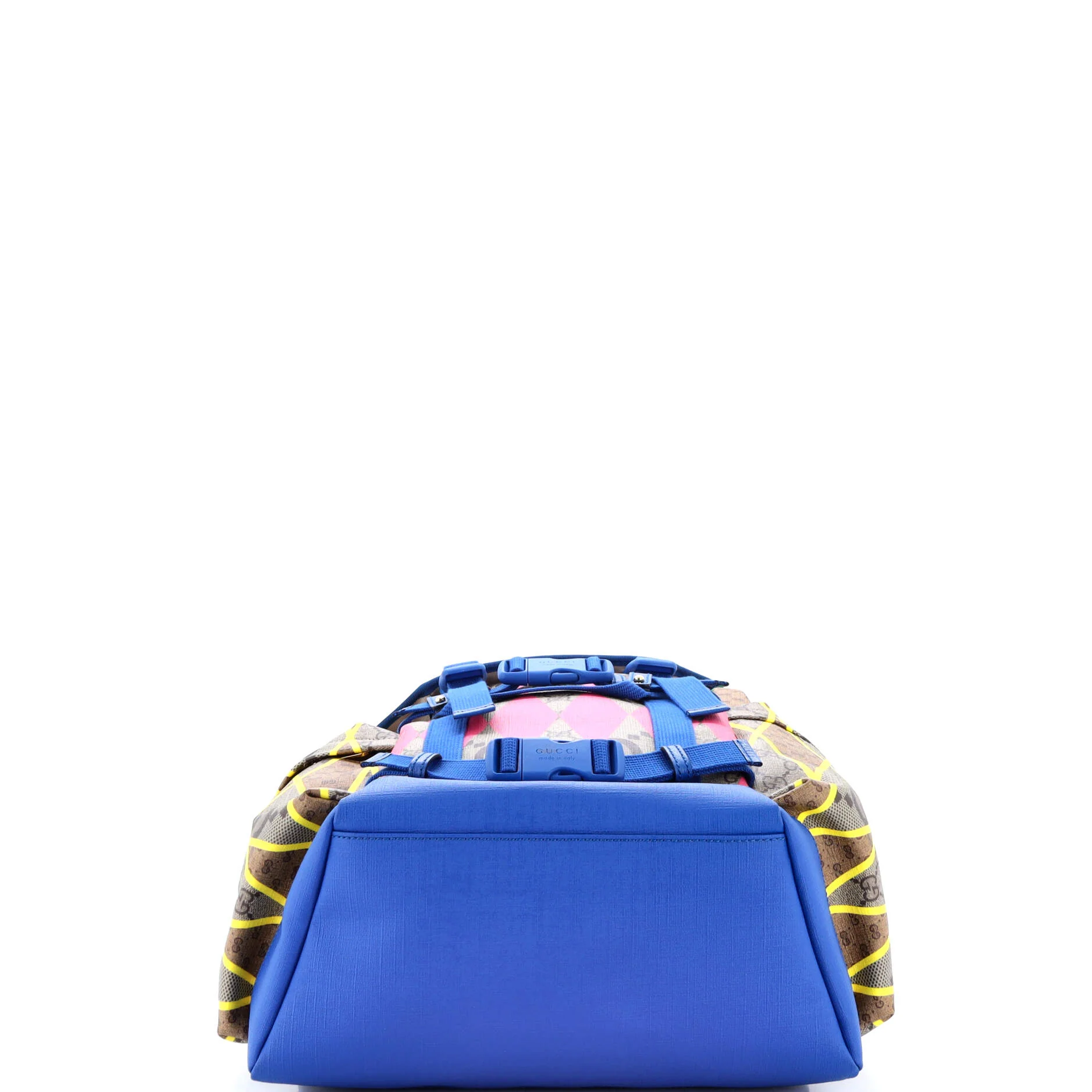 Double Pocket Buckle Backpack Rhombus GG Coated Canvas with Leather - Image 4