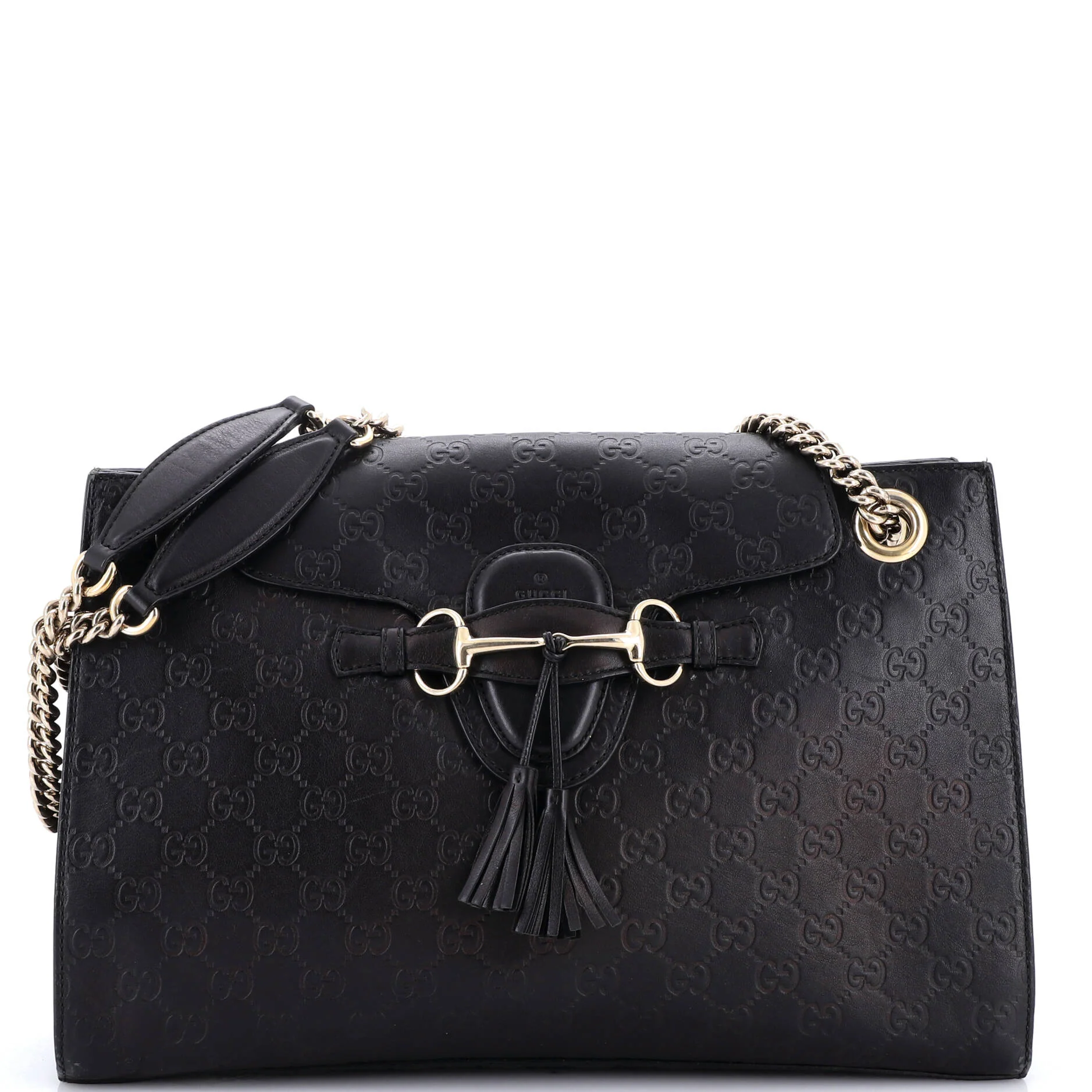 Emily Chain Flap Shoulder Bag Guccissima Leather Large