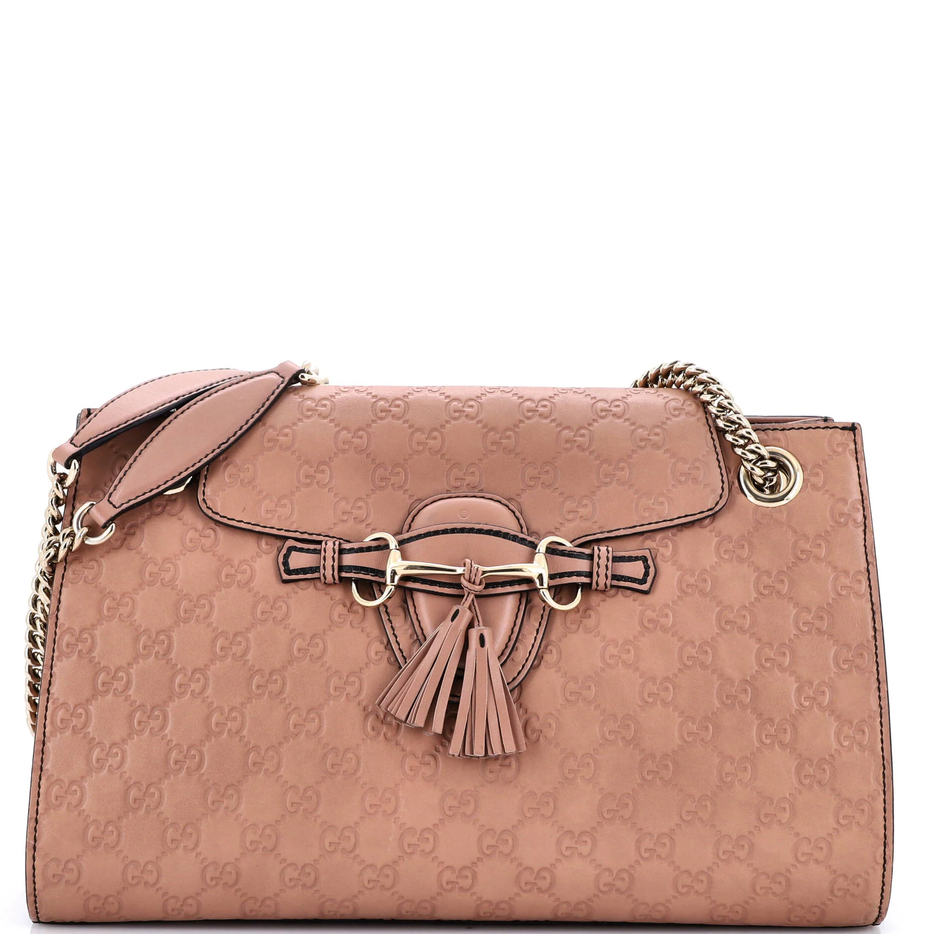 Emily Chain Flap Shoulder Bag Guccissima Leather Large