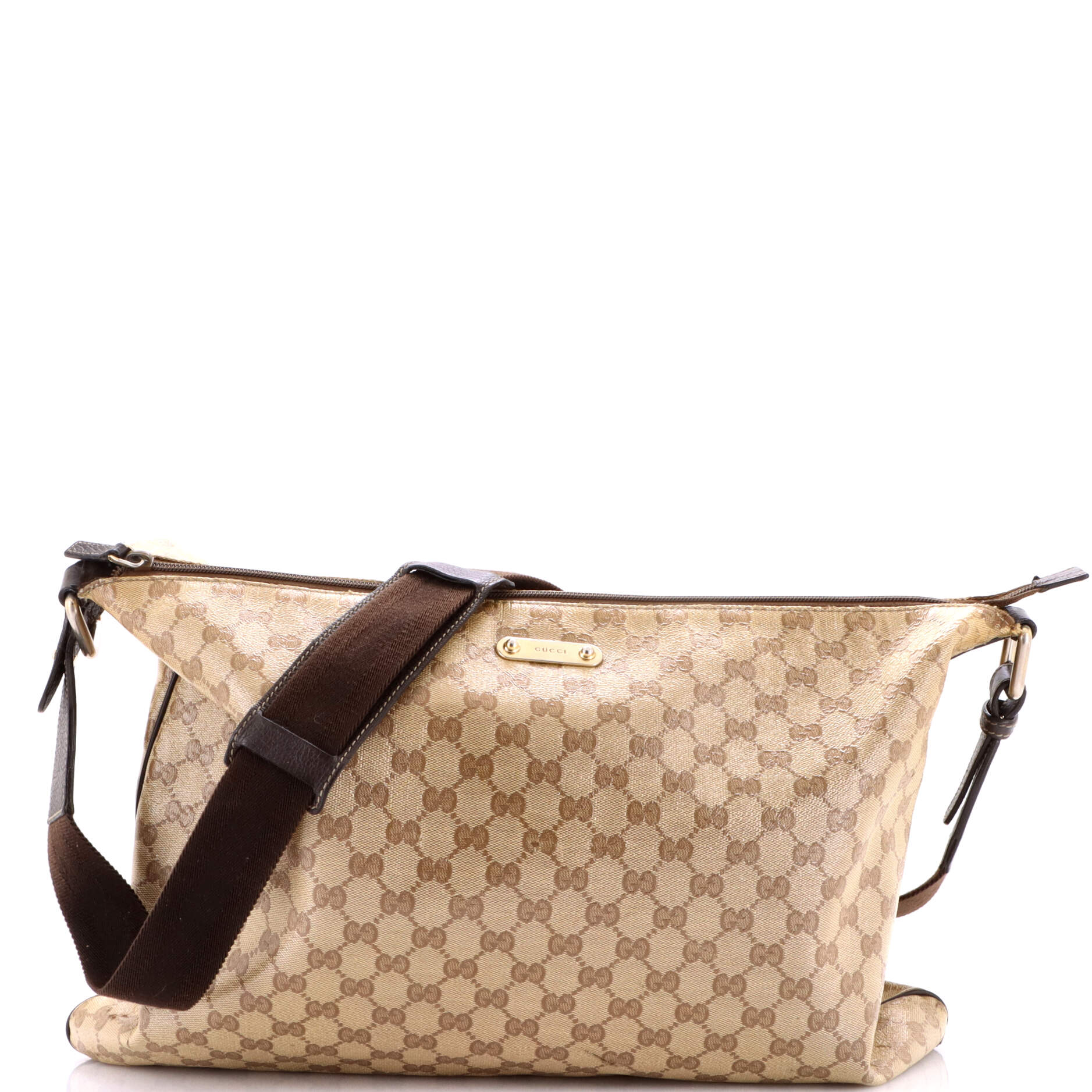 Flat Zipped Messenger Bag GG Coated Canvas Large