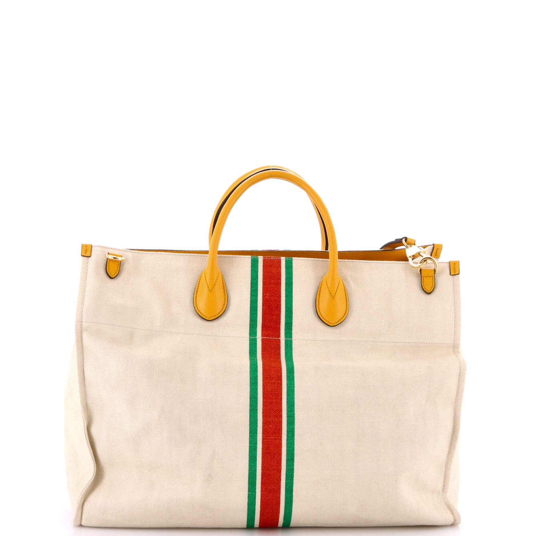 Foldable Web Tote Canvas with Leather Large - Image 3
