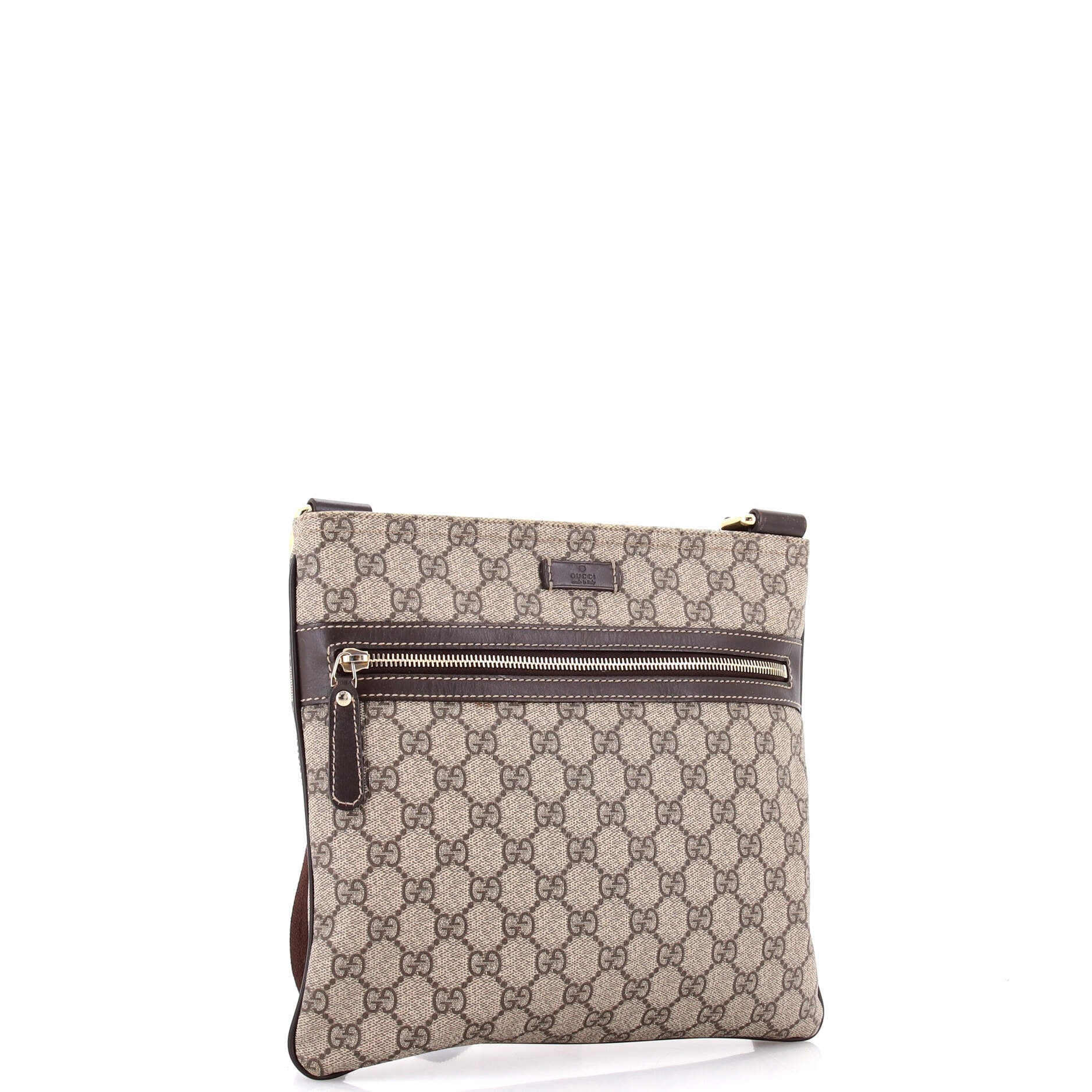 Front Zip Flat Messenger Bag GG Coated Canvas Medium - Image 2