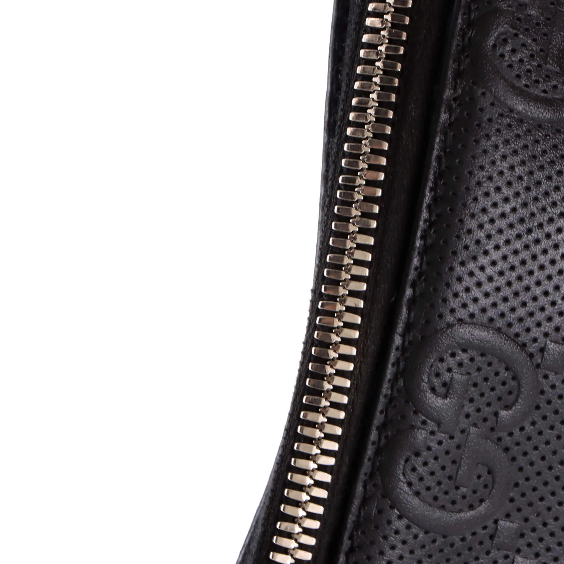 Front Zip Messenger GG Embossed Perforated Leather Small - Image 7