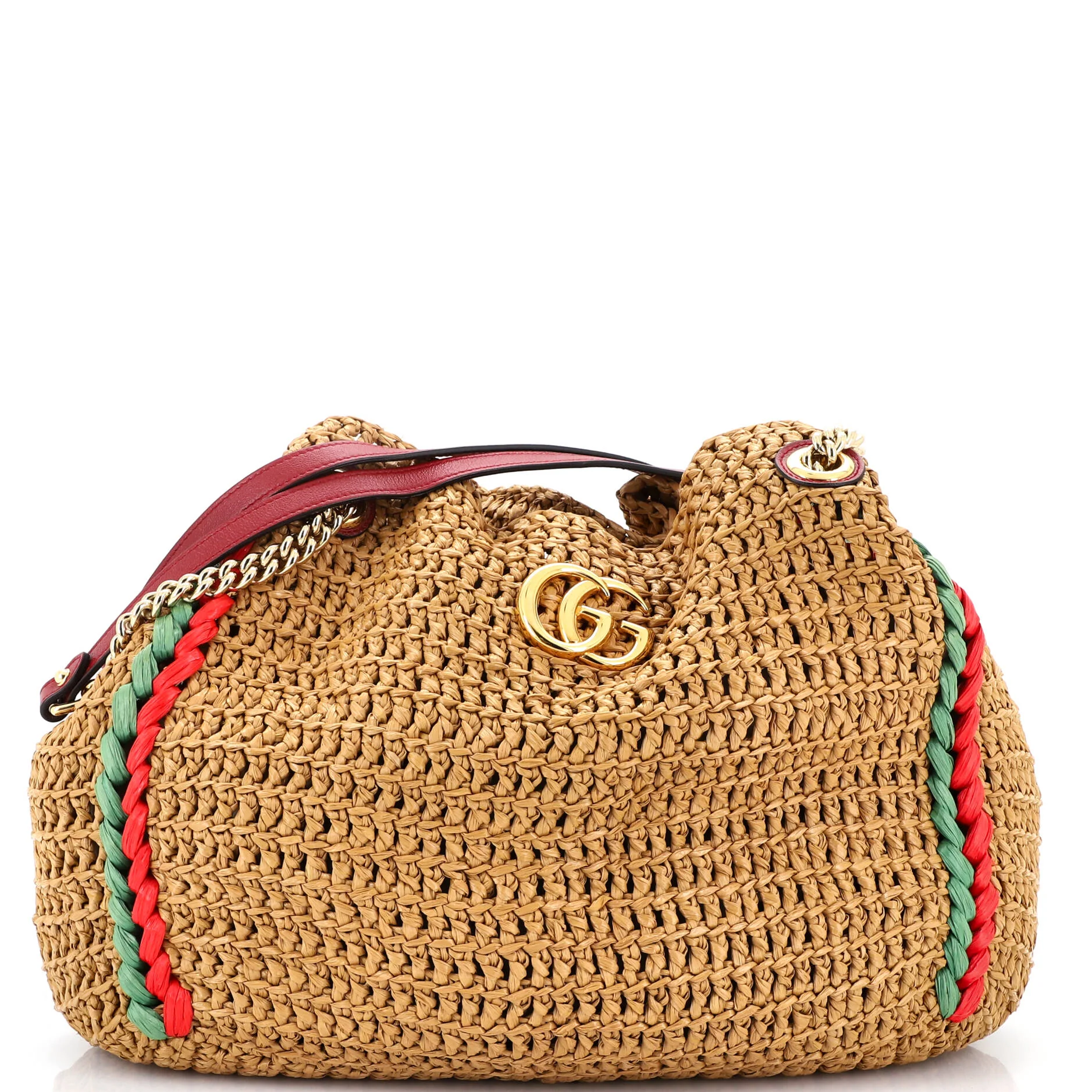 GG Marmont Chain Tote Raffia Large