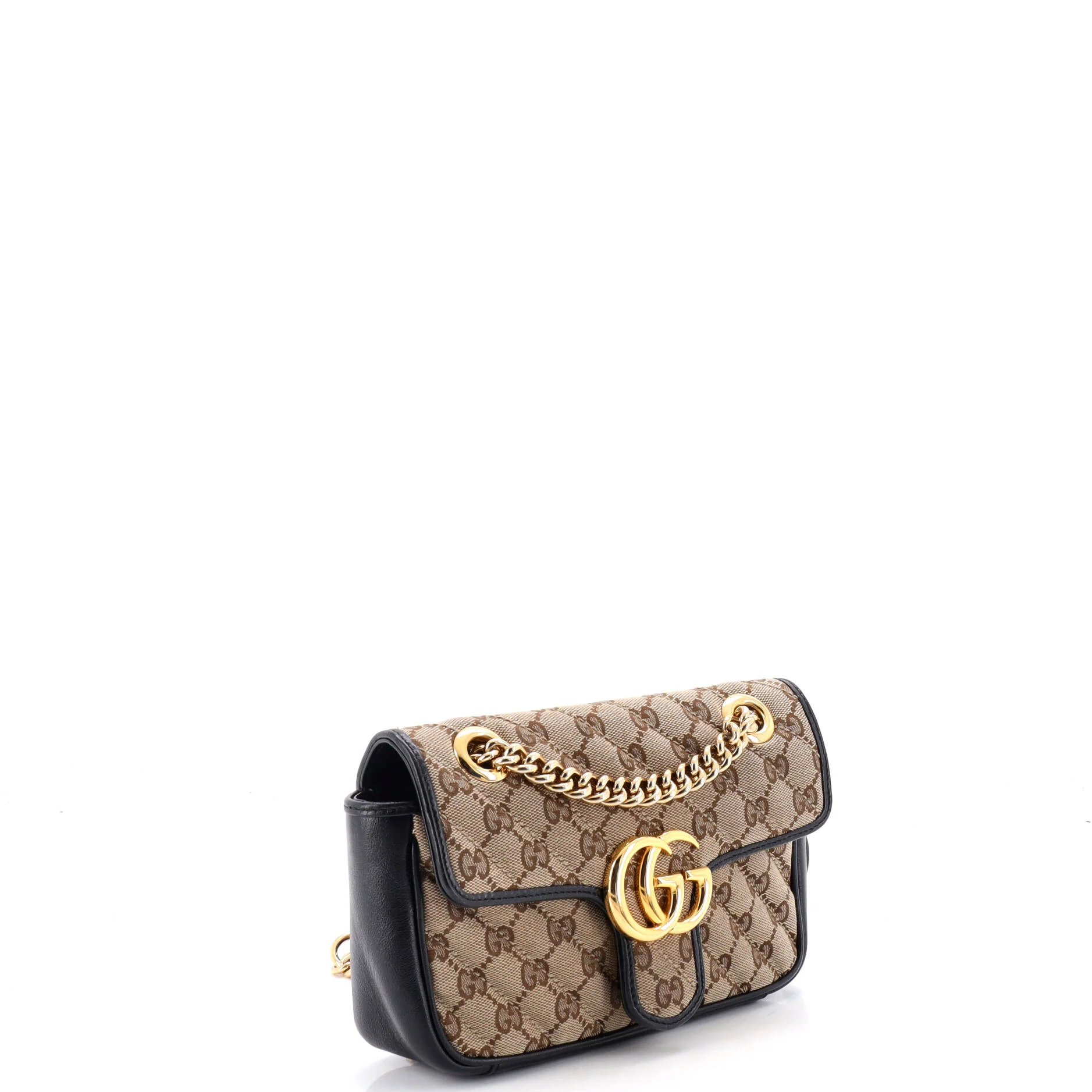 GG Marmont Flap Bag Diagonal Quilted GG Canvas with Leather Mini - Image 2