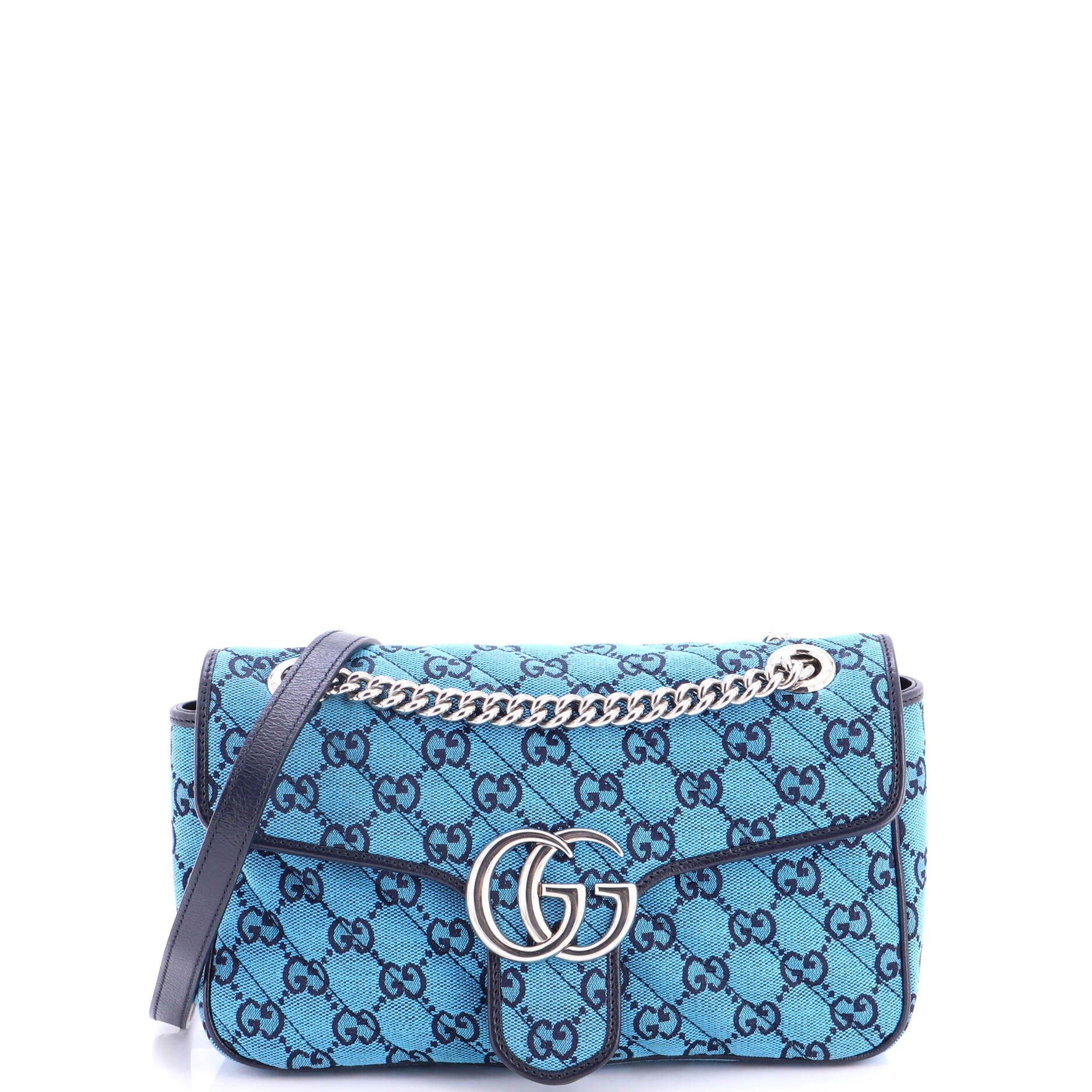 GG Marmont Flap Bag Diagonal Quilted GG Canvas with Leather Small
