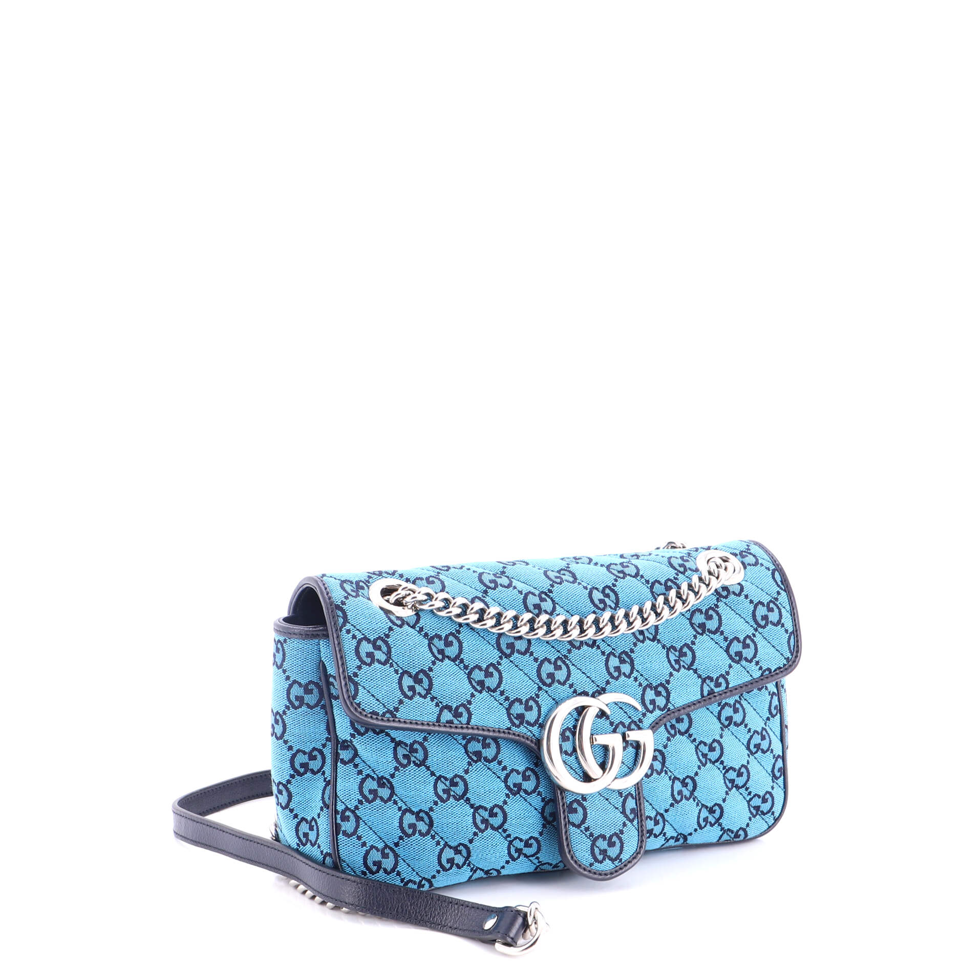 GG Marmont Flap Bag Diagonal Quilted GG Canvas with Leather Small - Image 2