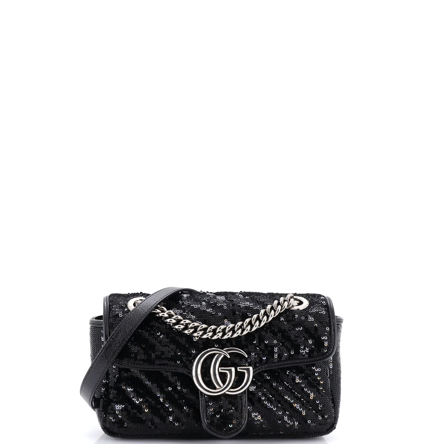 GG Marmont Flap Bag Diagonal Quilted Sequins Mini