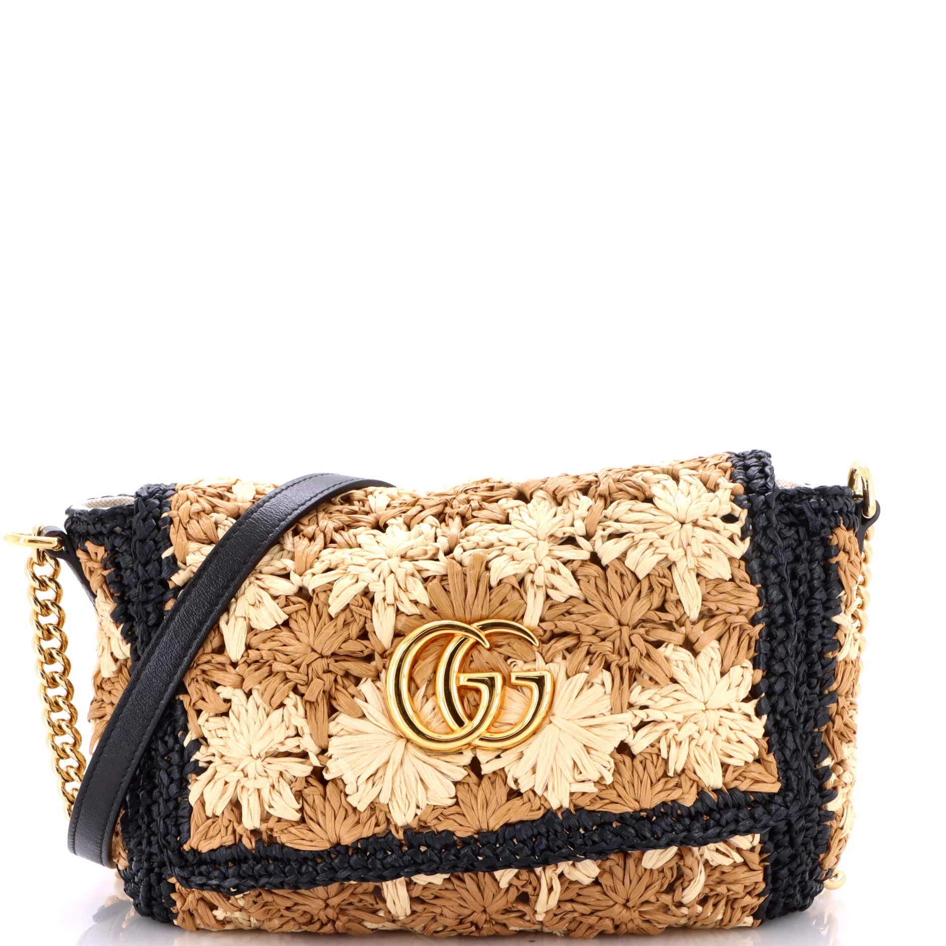GG Marmont Flap Bag Raffia Mini