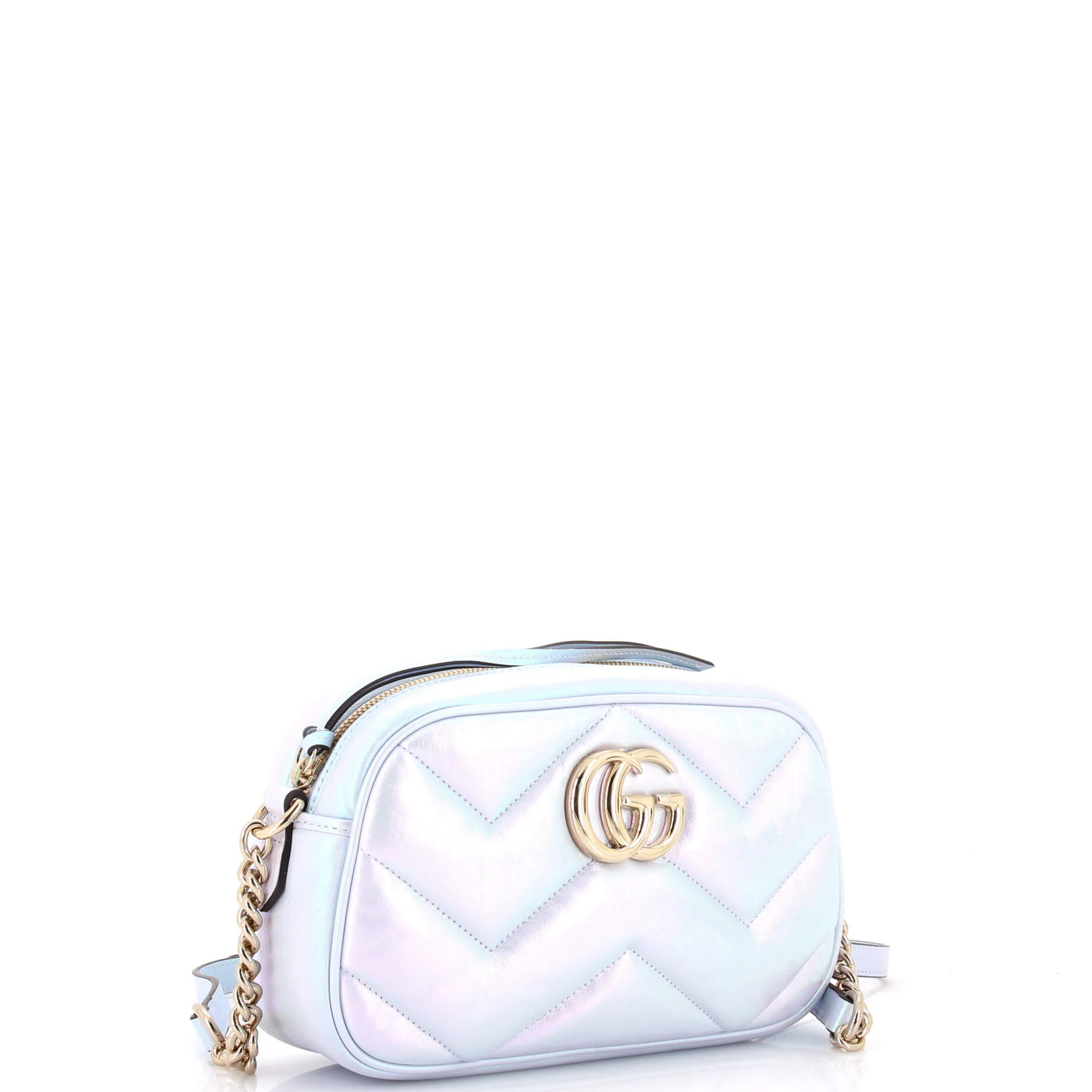 GG Marmont Shoulder Bag Chevron Iridescent Leather Small - Image 2
