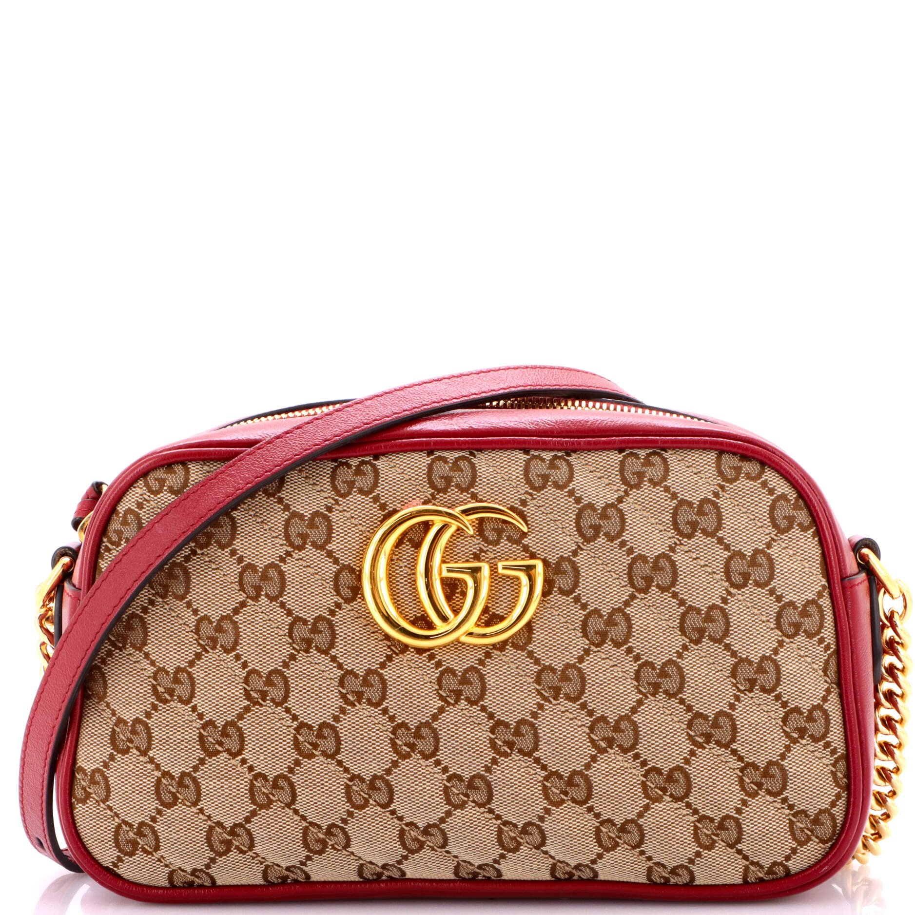 GG Marmont Shoulder Bag Diagonal Quilted GG Canvas with Leather Small