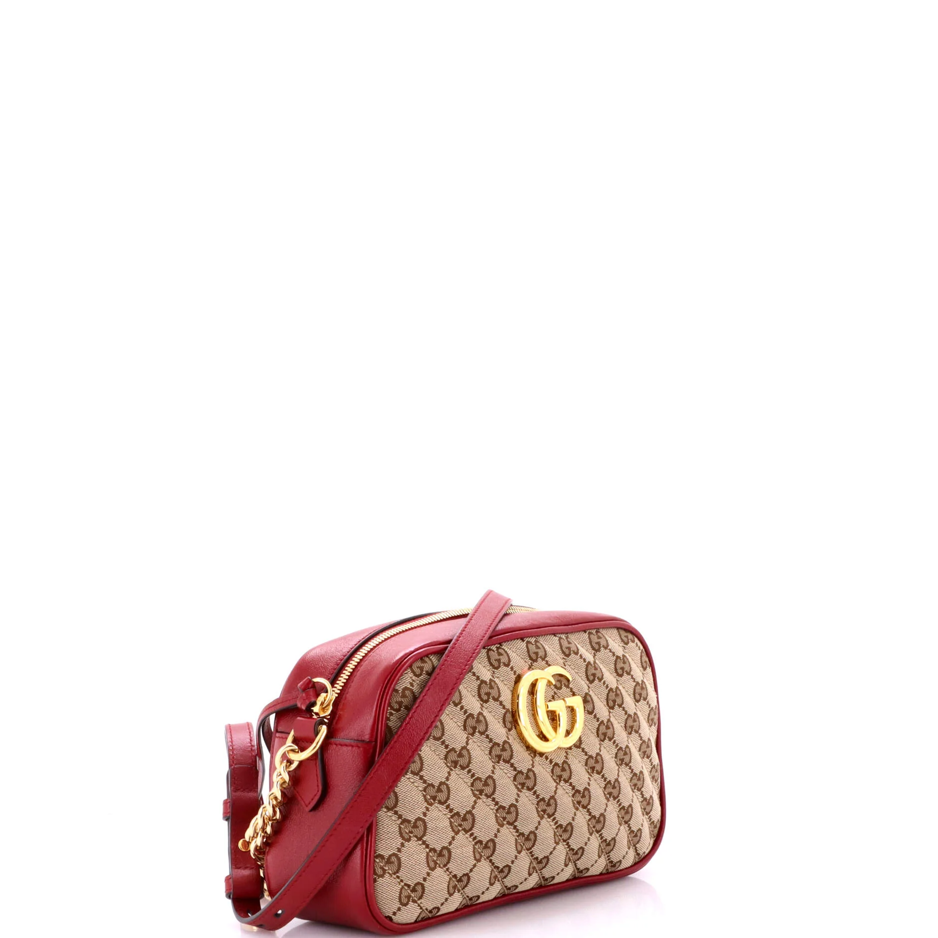 GG Marmont Shoulder Bag Diagonal Quilted GG Canvas with Leather Small - Image 2
