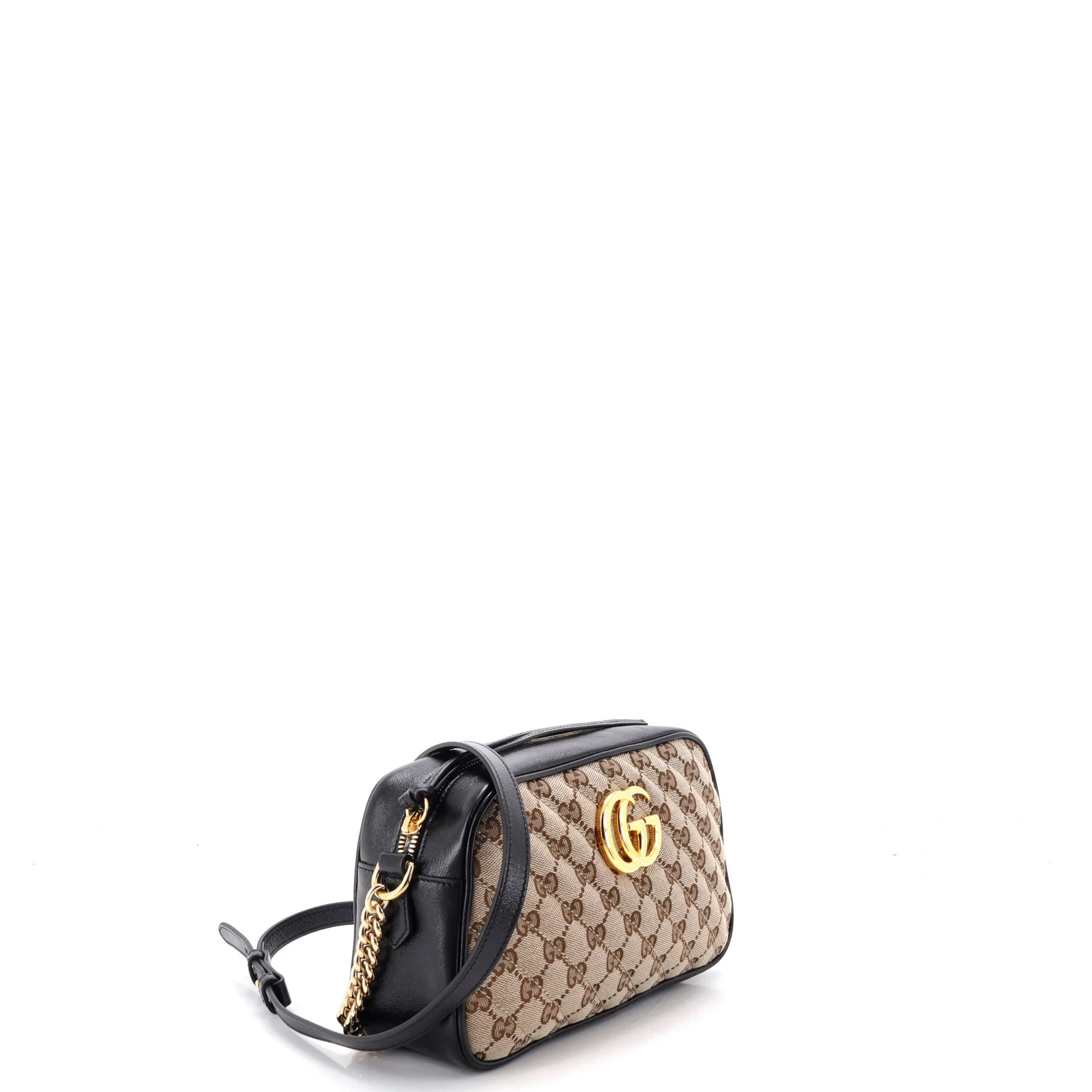 GG Marmont Shoulder Bag Diagonal Quilted GG Canvas with Leather Small - Image 2