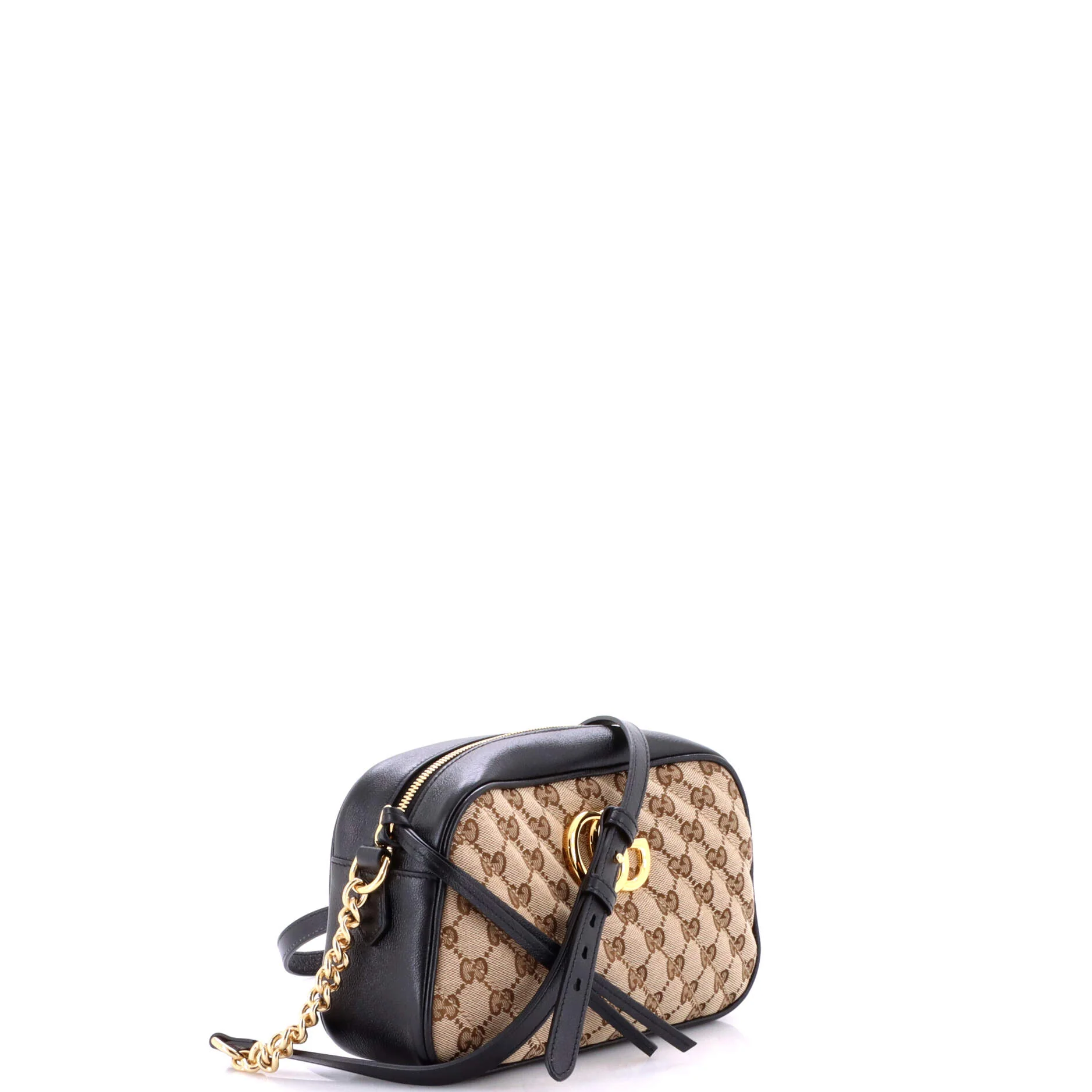 GG Marmont Shoulder Bag Diagonal Quilted GG Canvas with Leather Small - Image 2