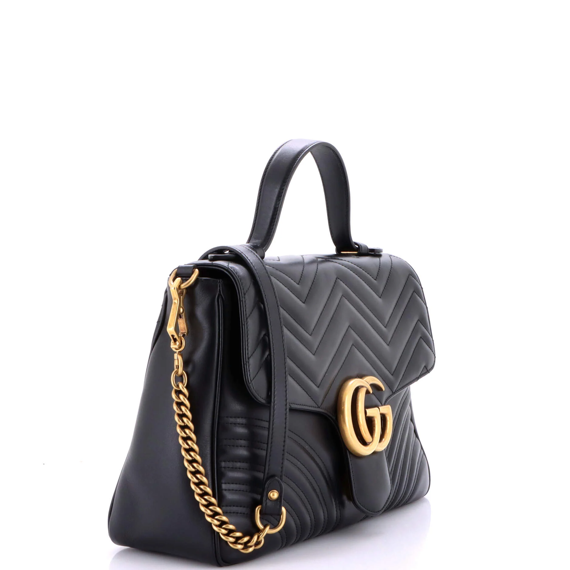 GG Marmont Top Handle Flap Bag Matelasse Leather Medium - Image 2