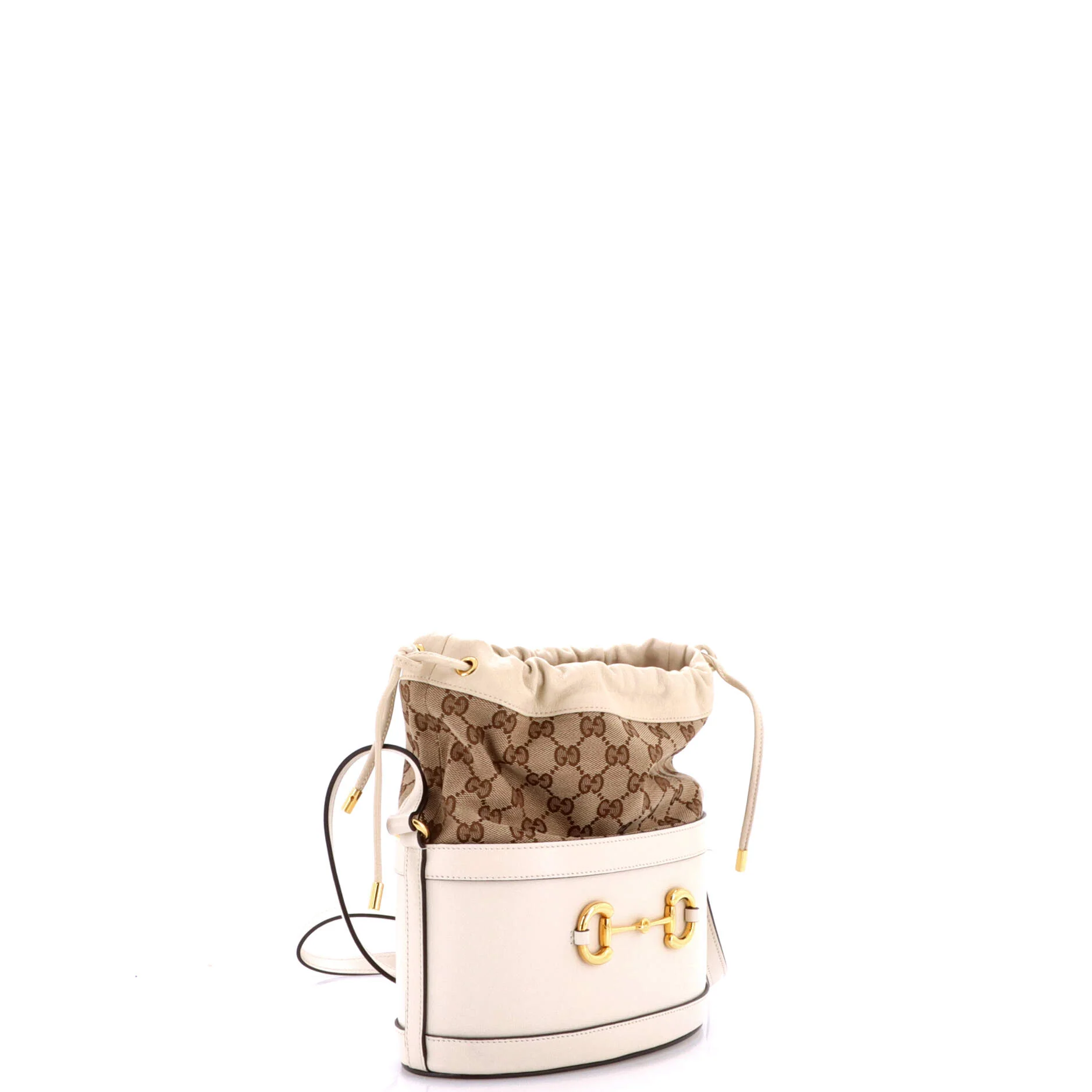 Horsebit 1955 Bucket Crossbody Bag Leather and GG Canvas Small - Image 2